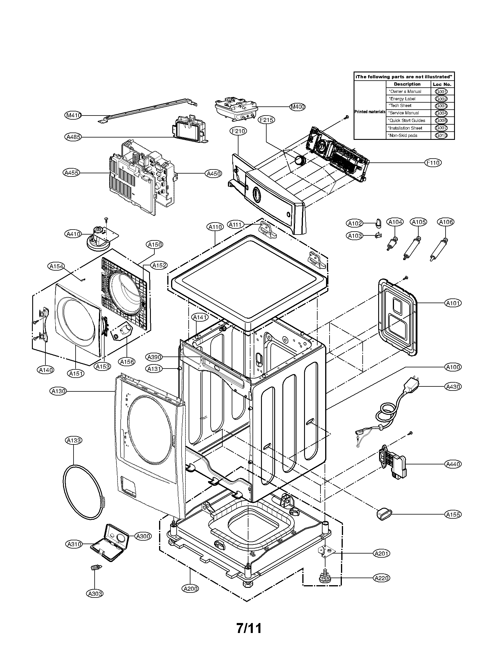 Cabinet and control panel assembly parts
