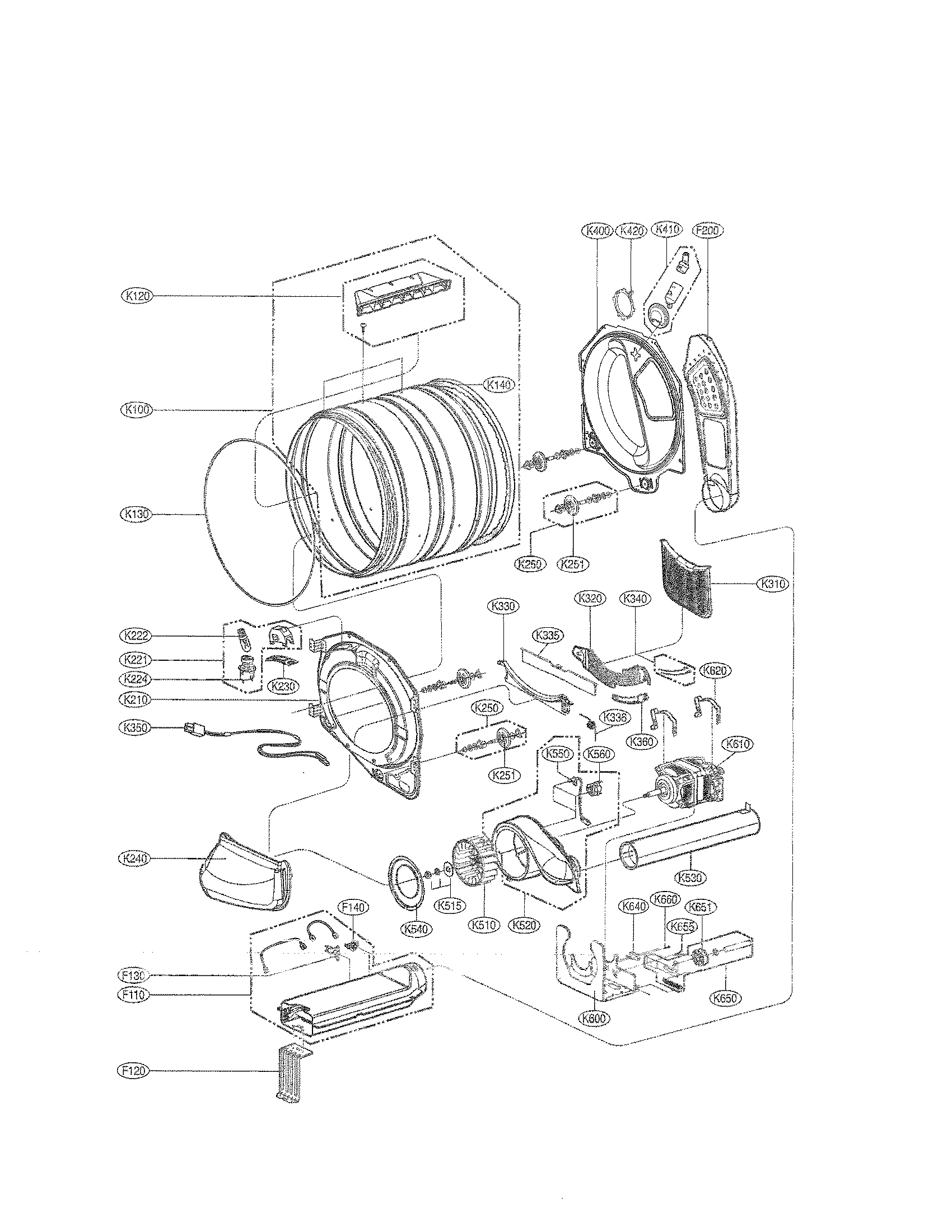 Drum and motor assembly parts