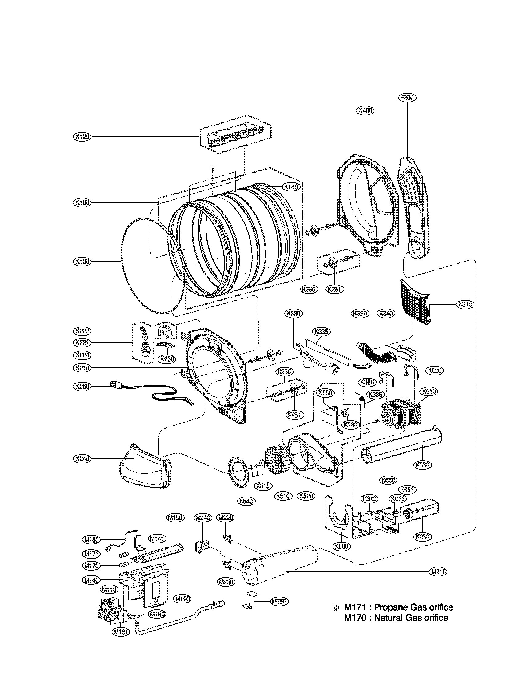 Drum and motor assembly parts