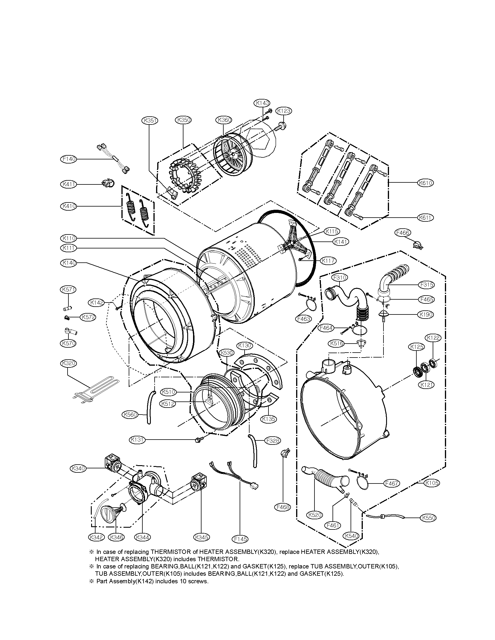 Drum and tub assembly