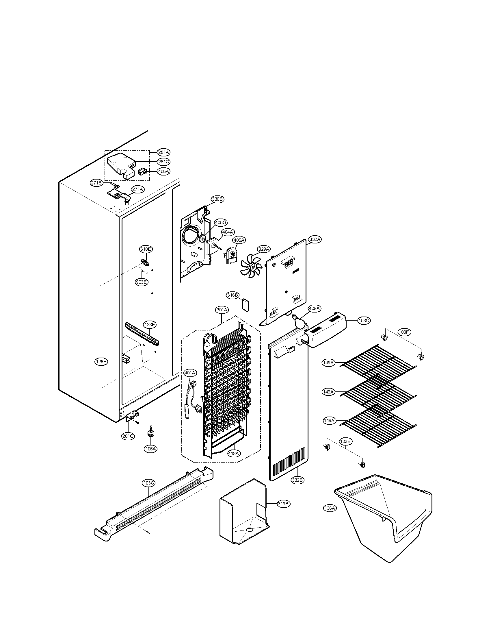 Freezer compartment parts