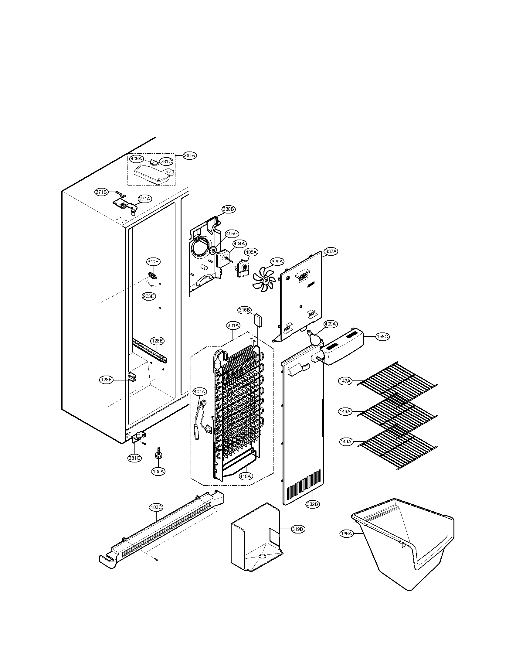 Freezer compartment parts