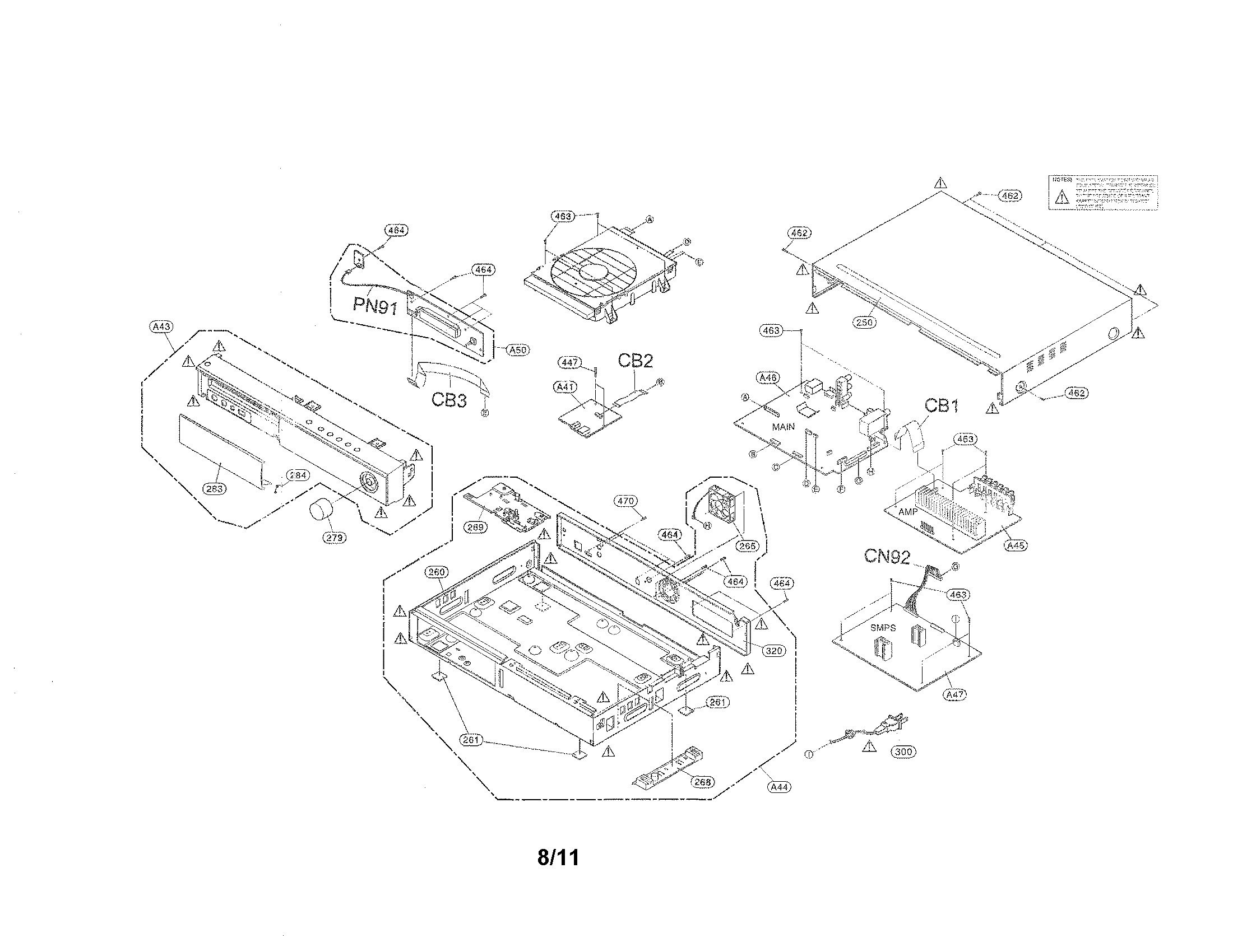 CABINET AND MAIN FRAME SECTION PARTS