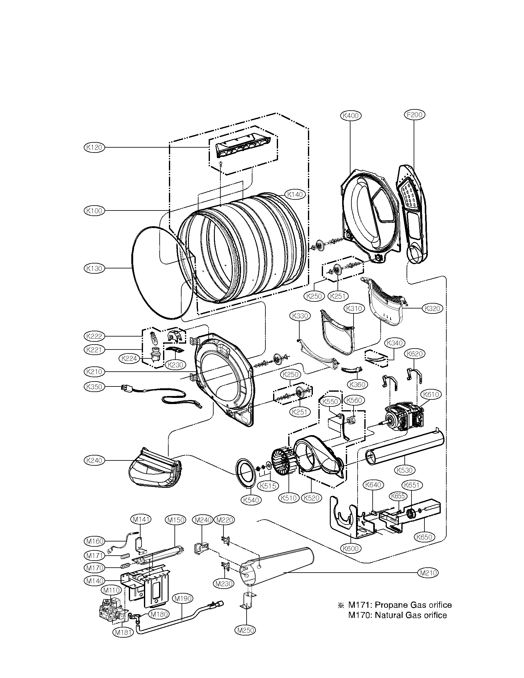 Drum and motor assembly parts
