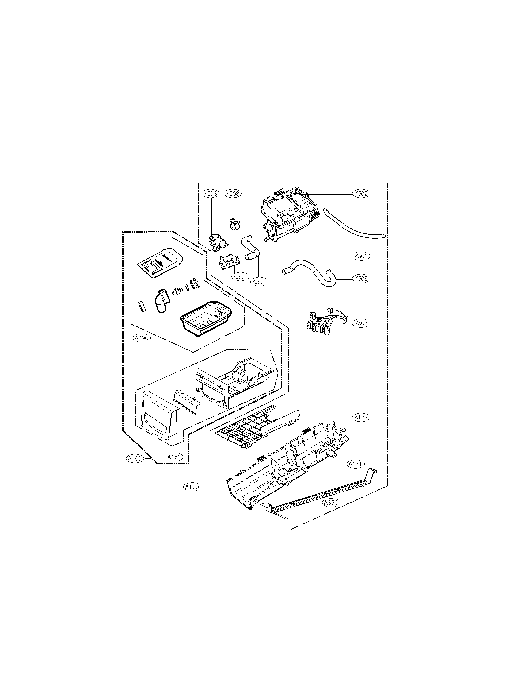 Panel drawer assembly and guide assembly parts