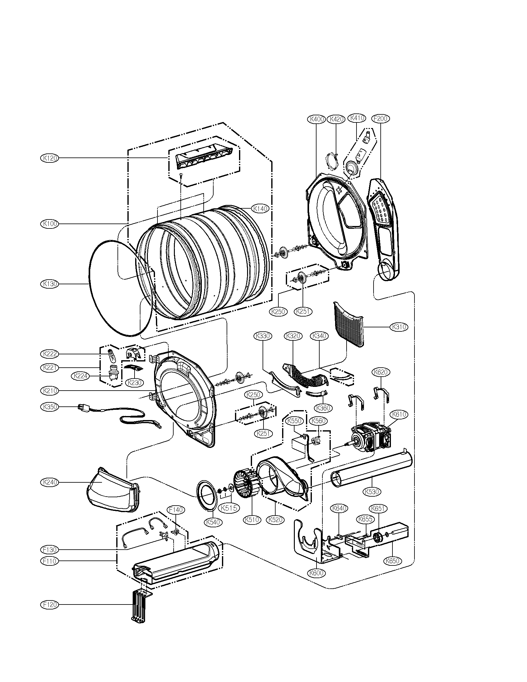 Drum and motor assembly parts