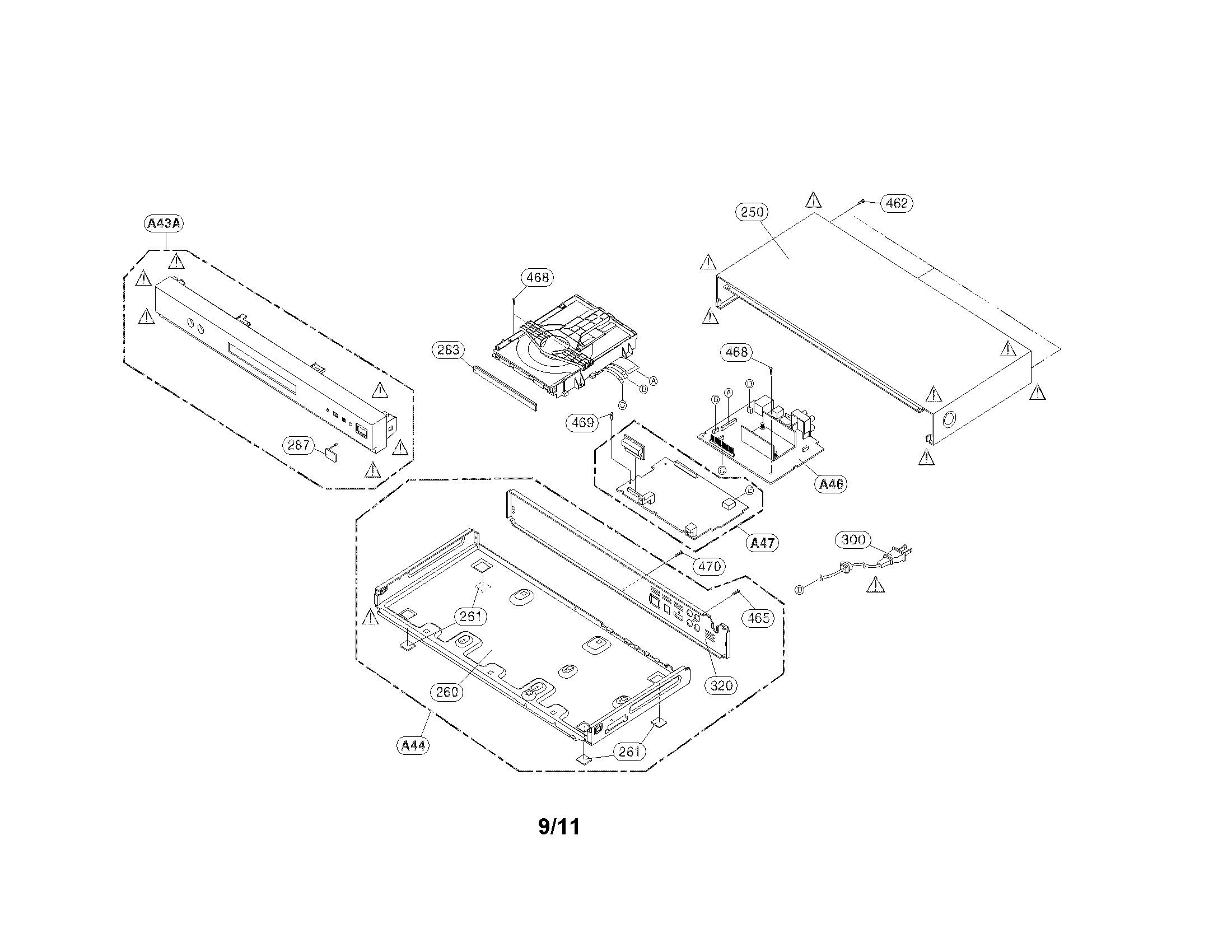 Cabinet and main frame section parts