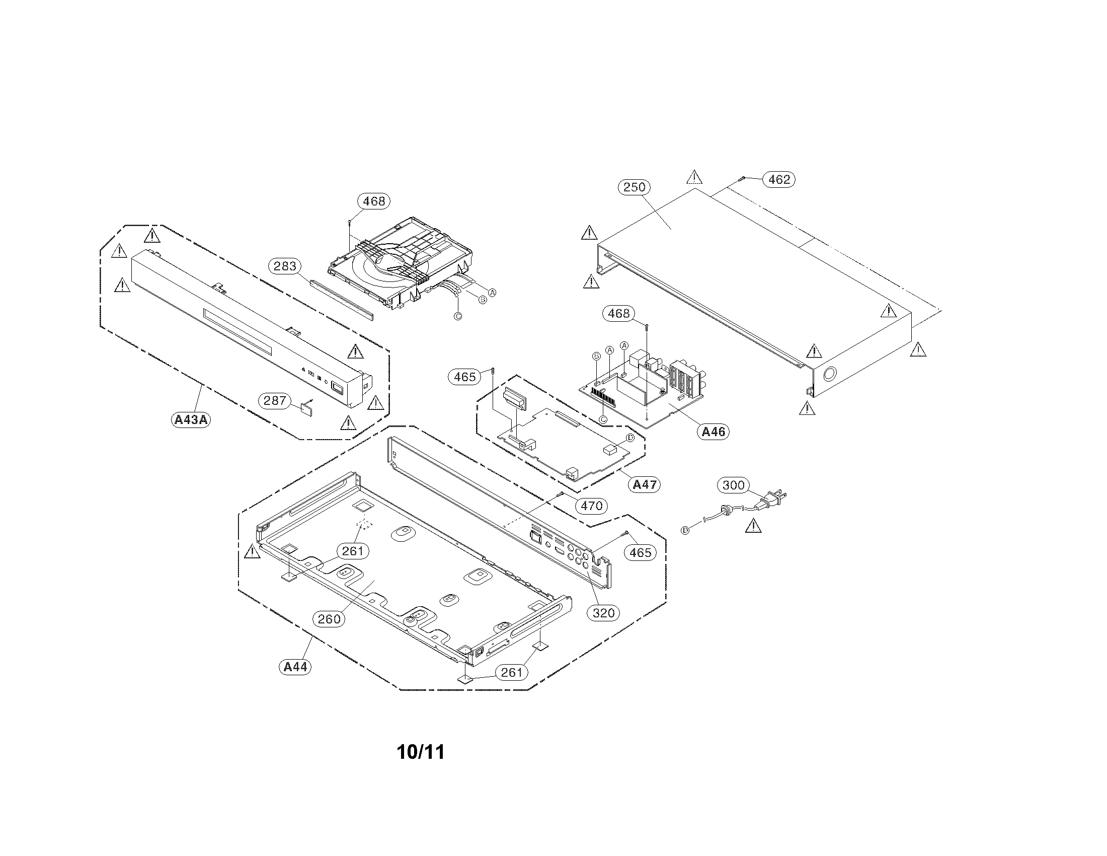 Cabinet and main frame parts