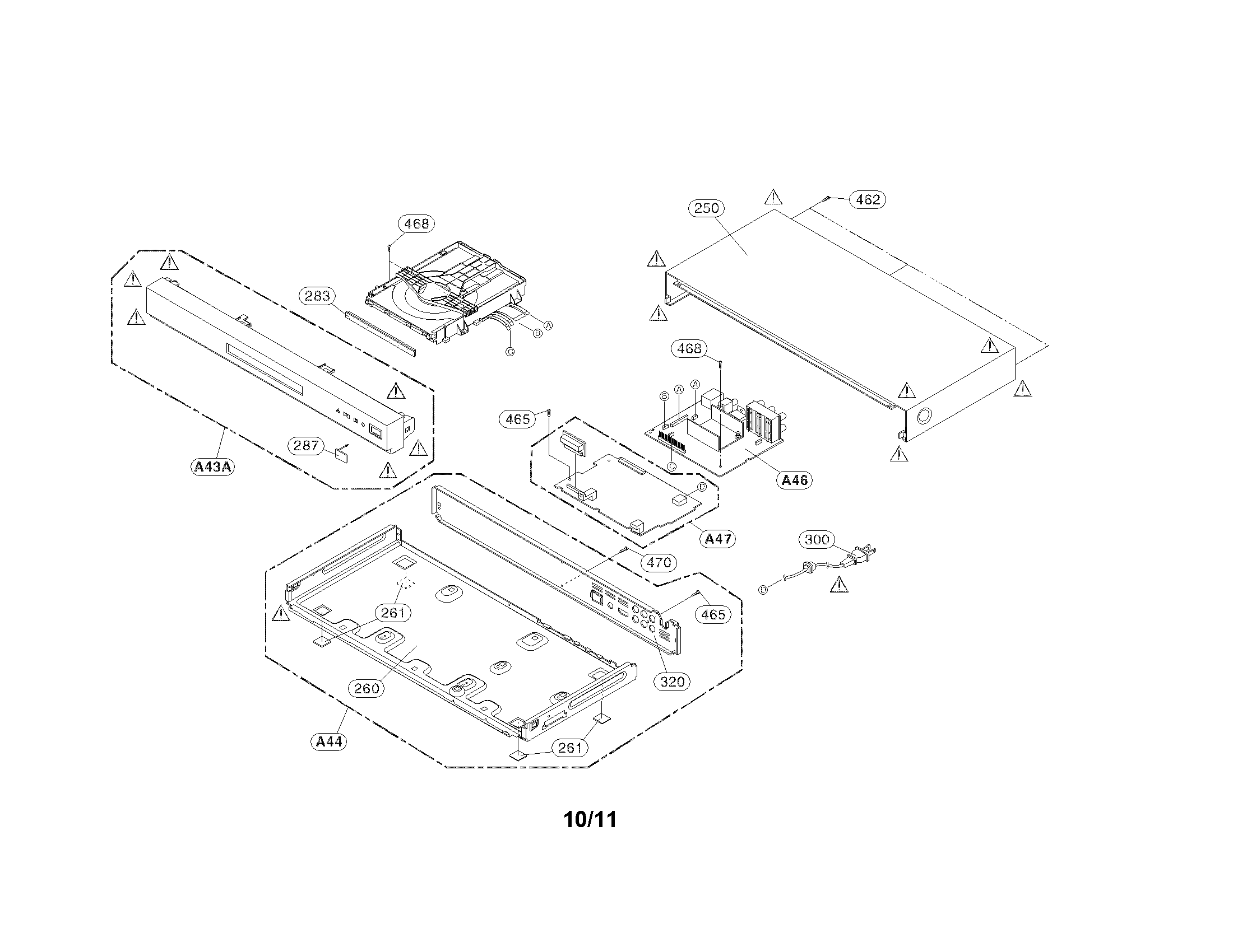 Cabinet and main frame parts