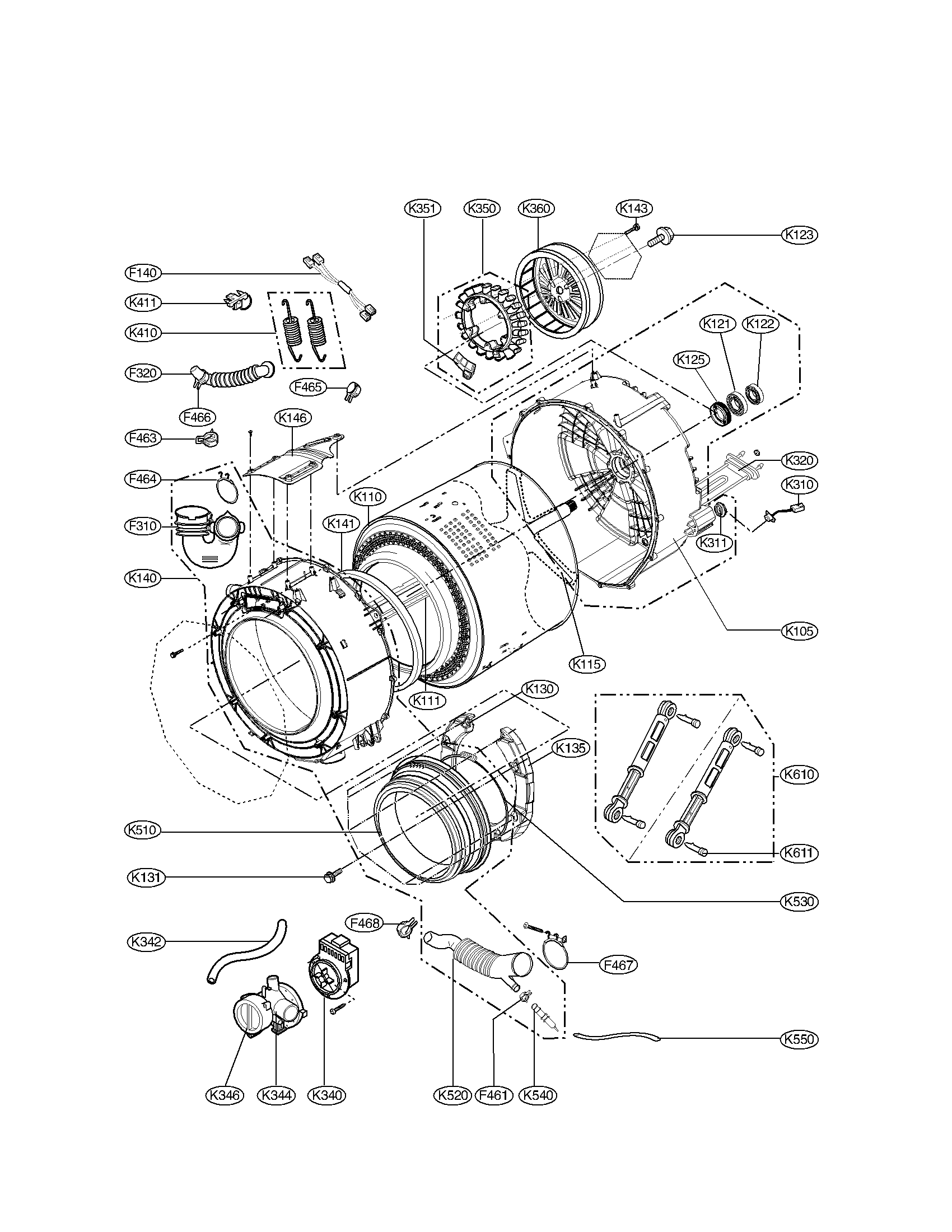 DRUM AND TUB ASSEMBLY PARTS