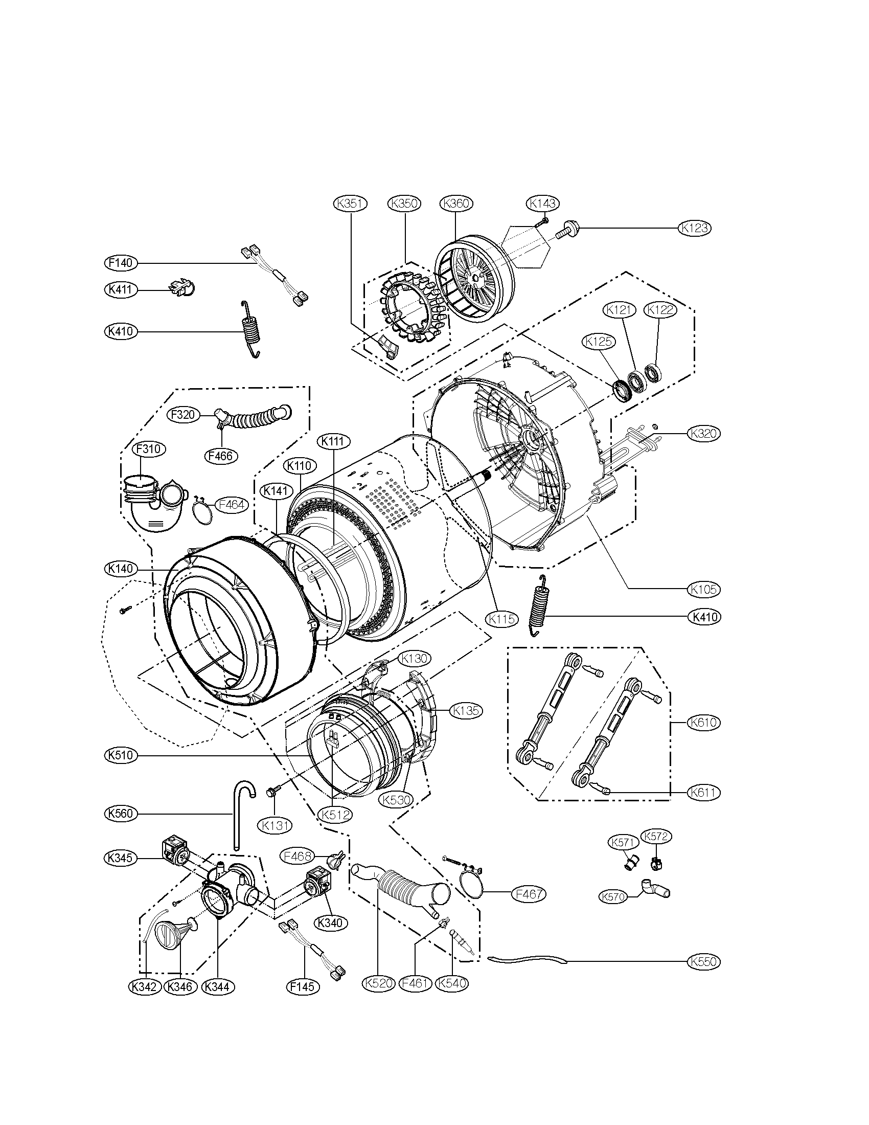 DRUM AND TUB ASSEMBLY PARTS