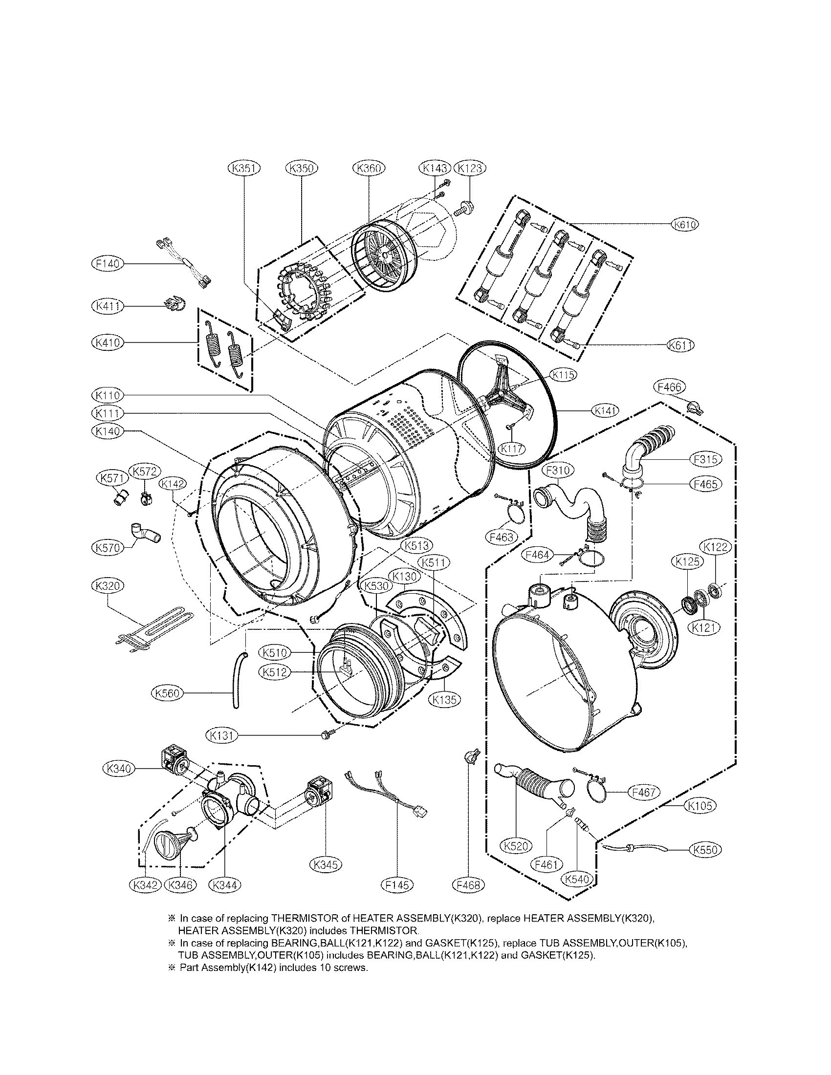 Drum and tub assembly parts