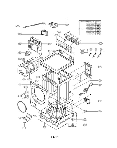 Cabinet and control panel assembly parts