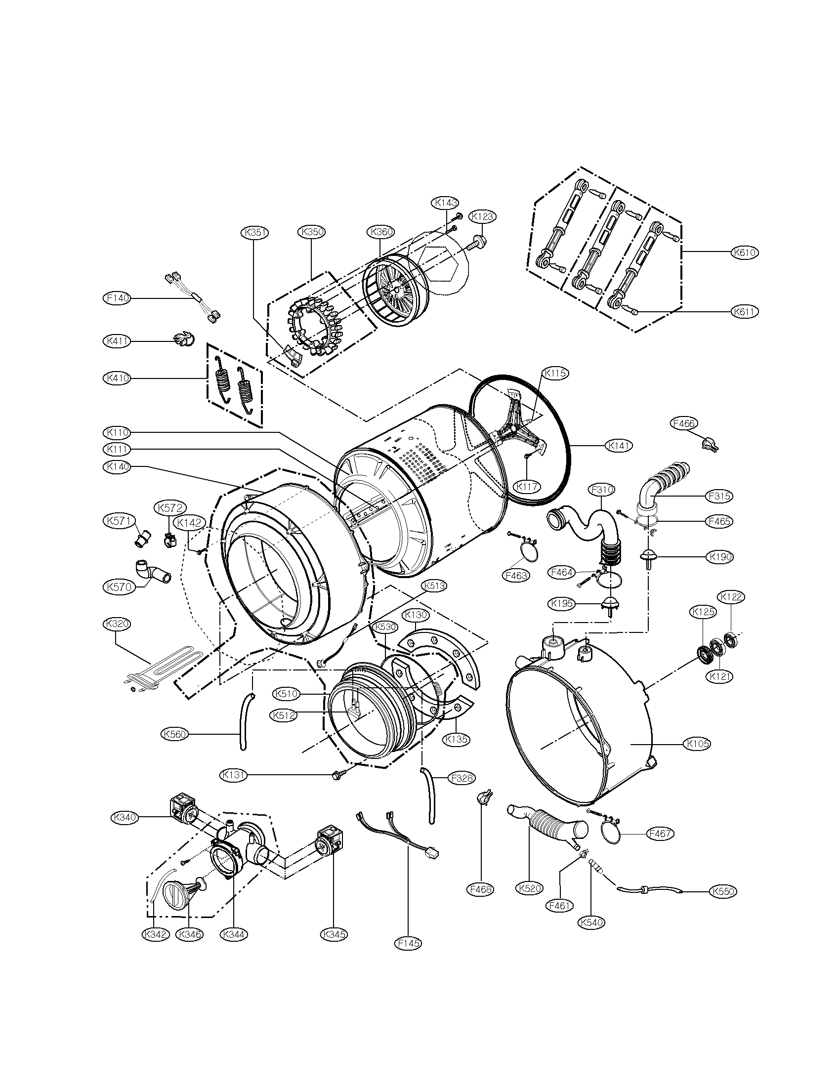 DRUM AND TUB ASSEMBLY PARTS