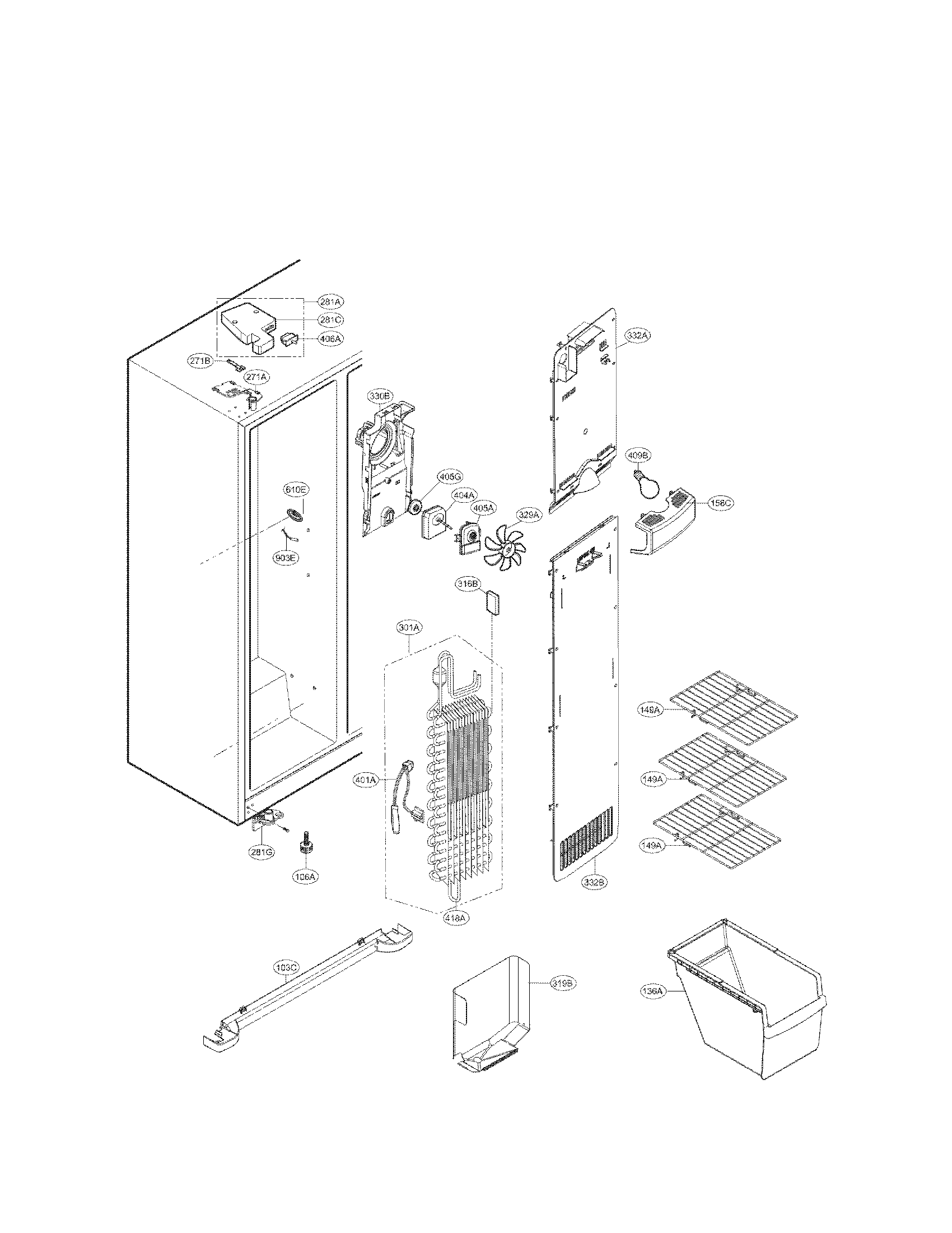 Freezer compartment parts