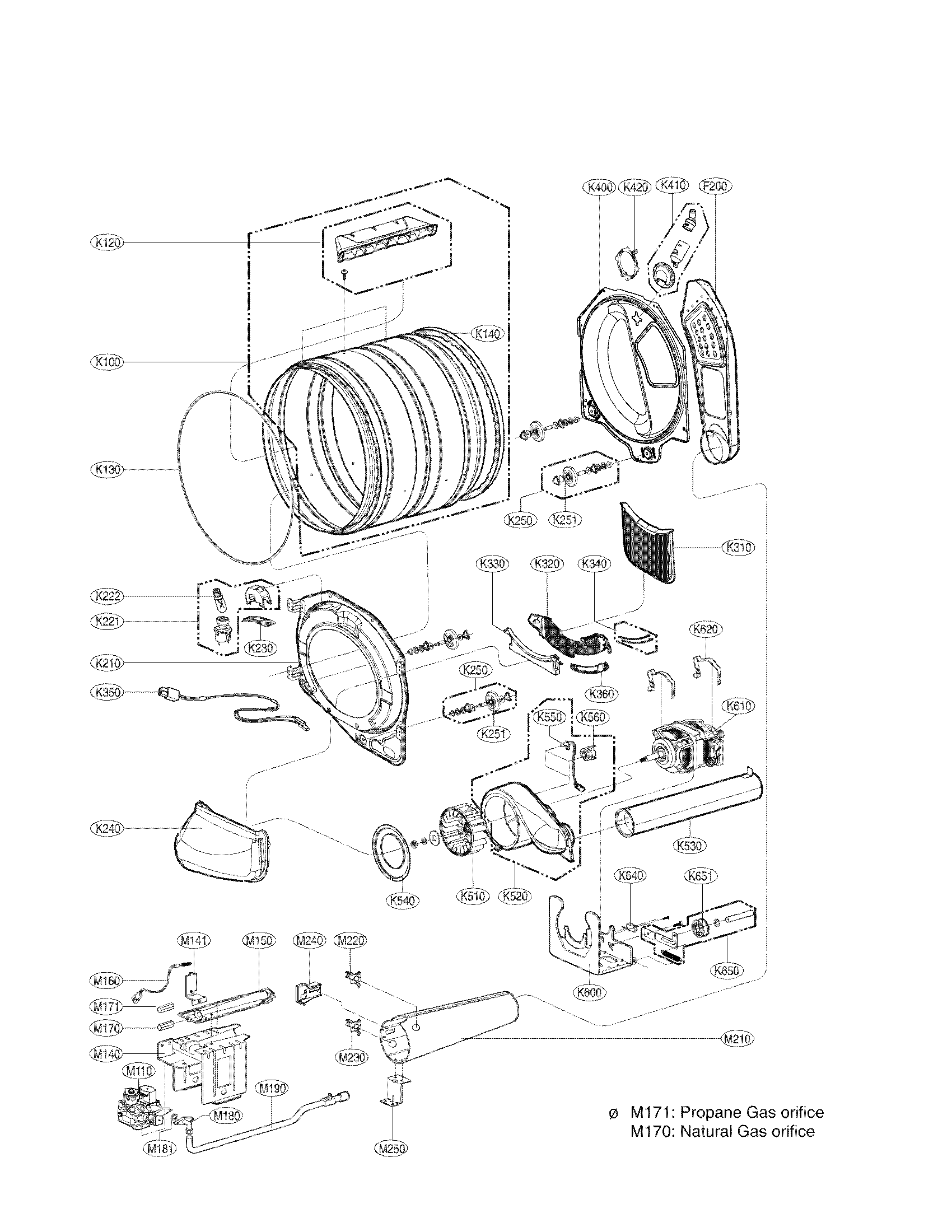 Drum and motor assembly parts
