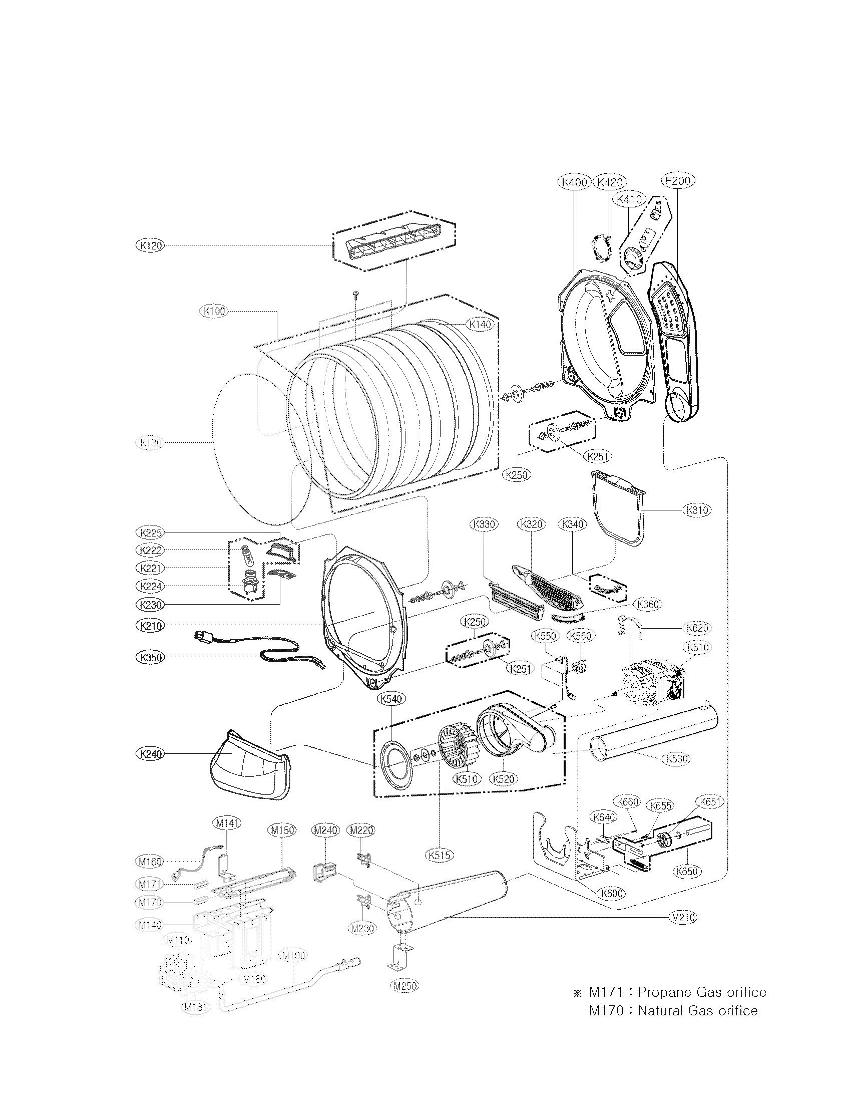 Drum and motor assembly parts
