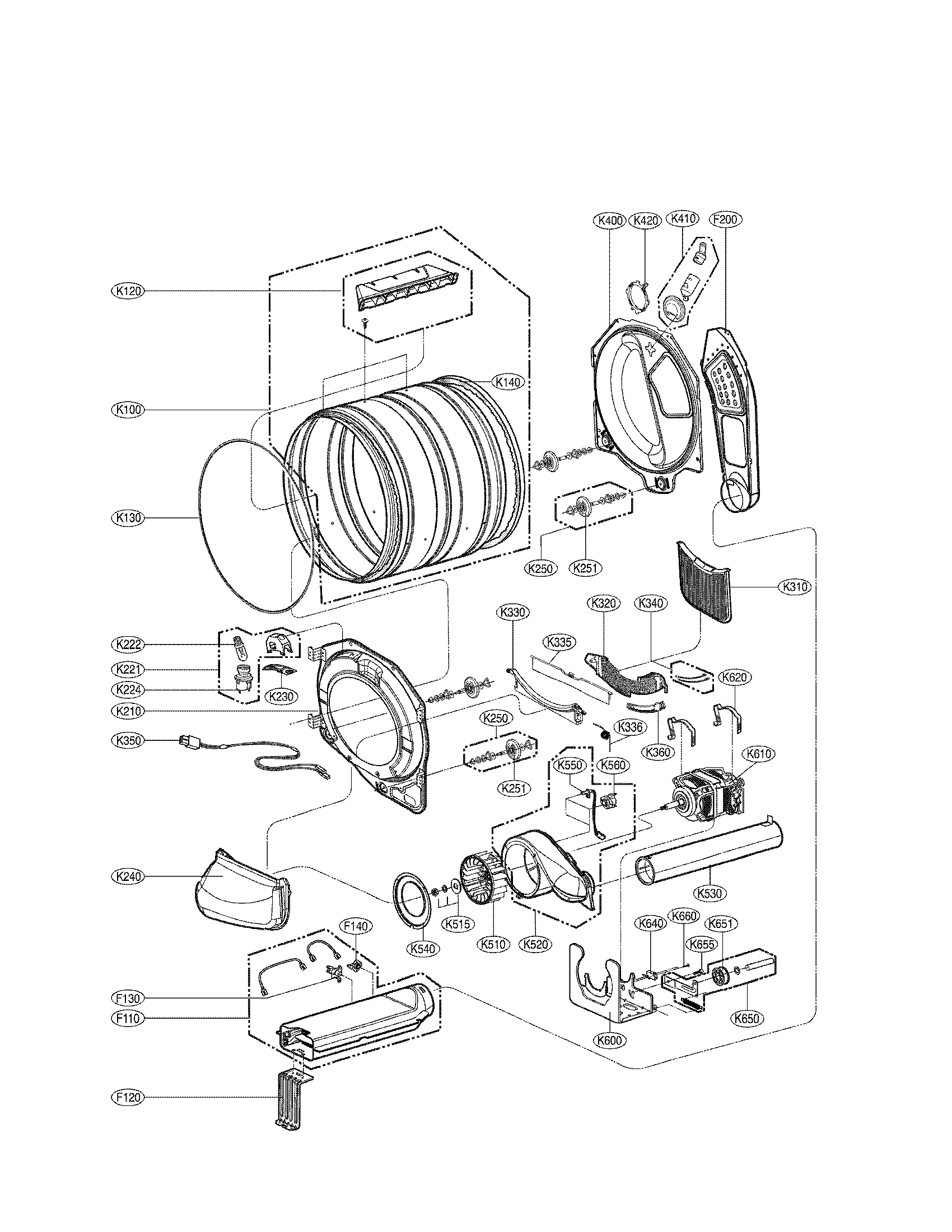 Drum and motor assembly parts