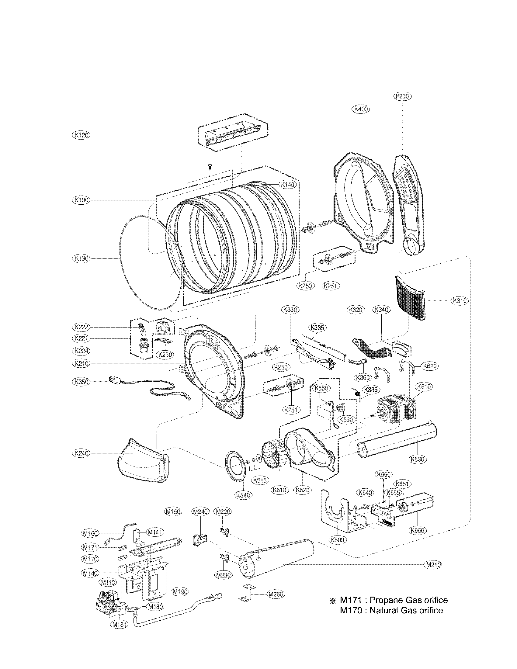 Drum and motor assembly parts
