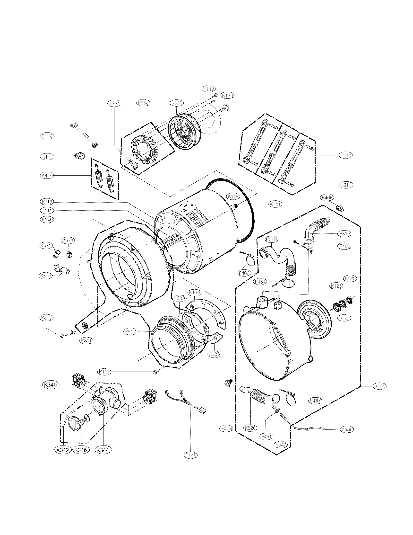 DRUM AND TUB ASSEMBLY PARTS