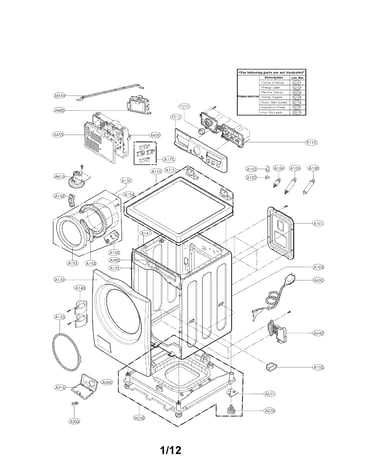 Cabinet and control panel assembly parts