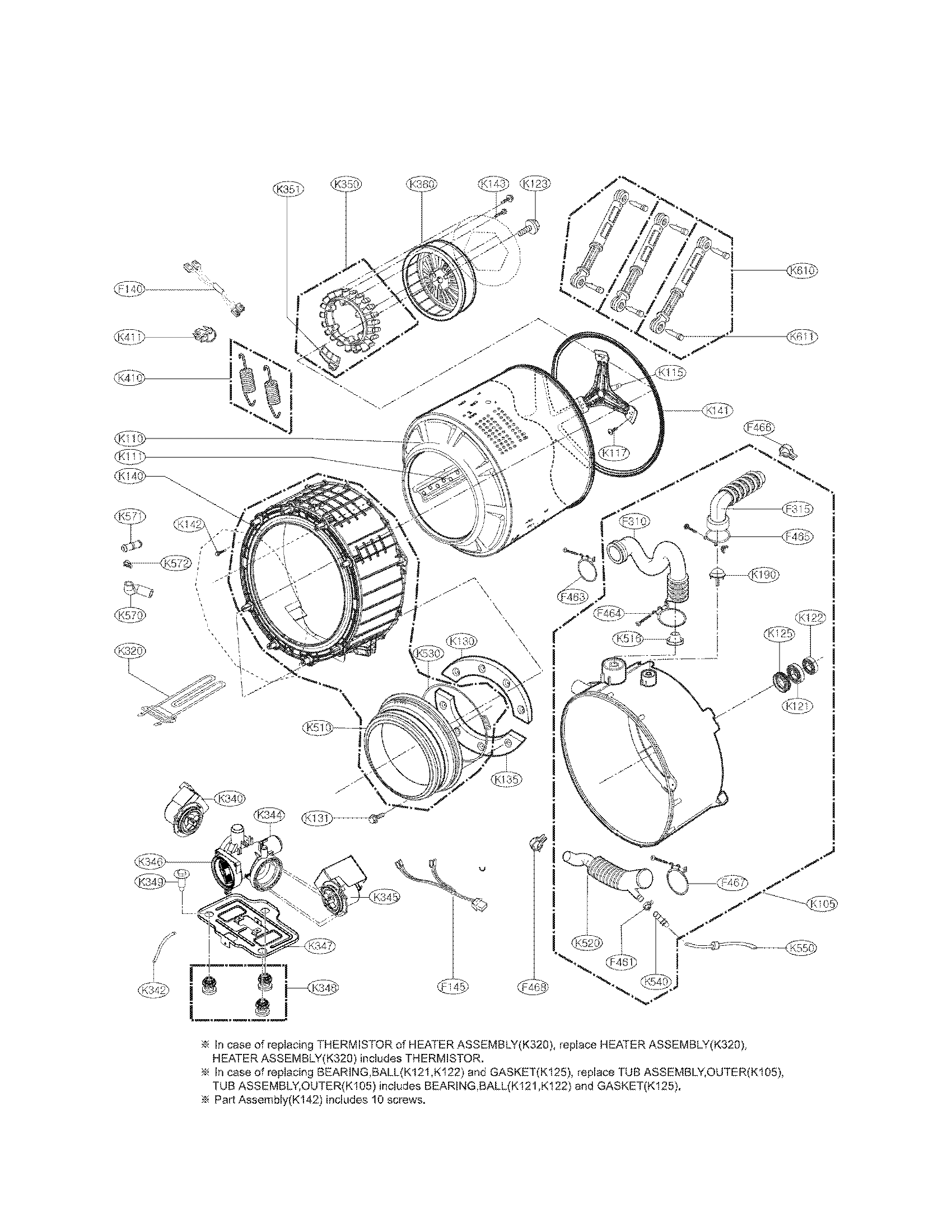 DRUM AND TUB ASSEMBLY PARTS