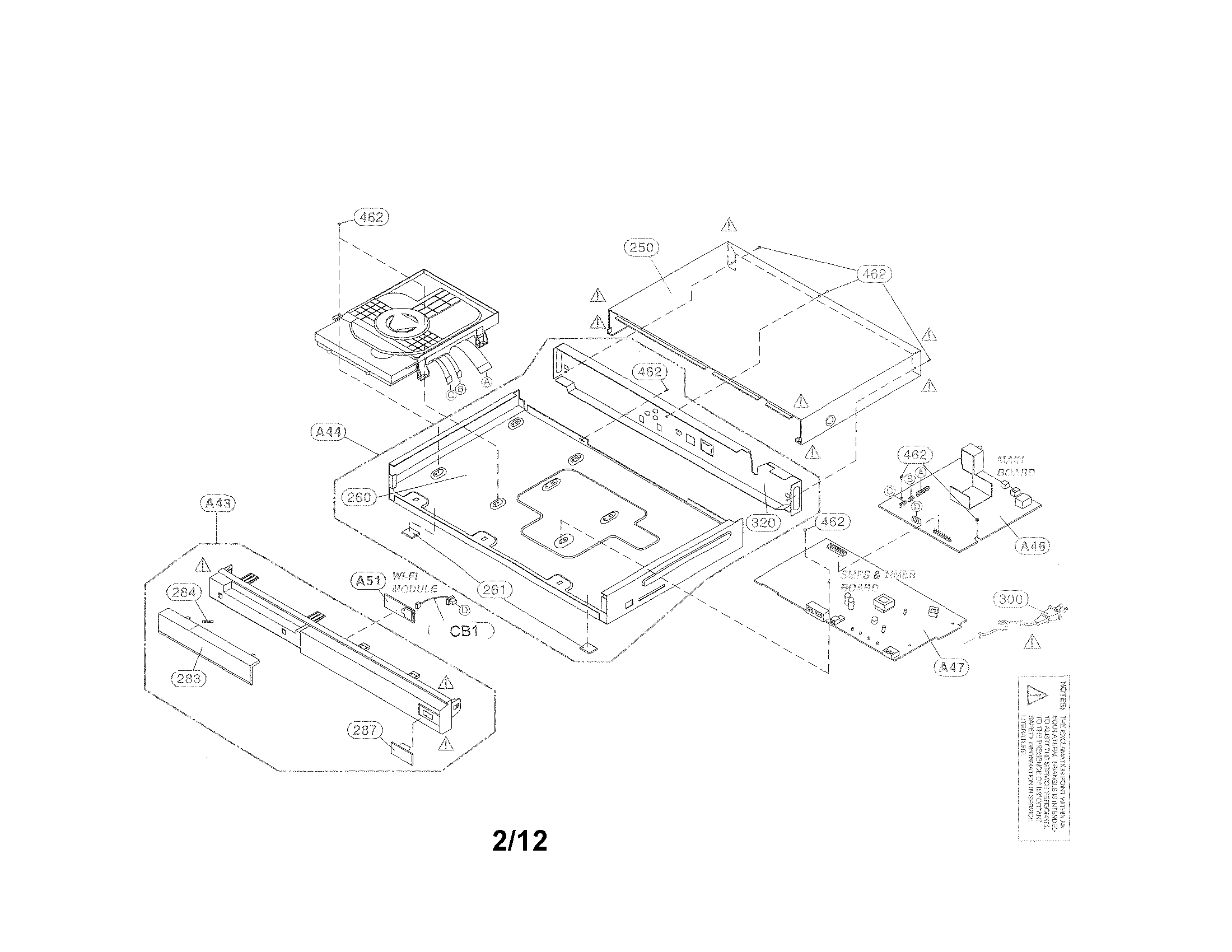 Cabinet and main frame parts