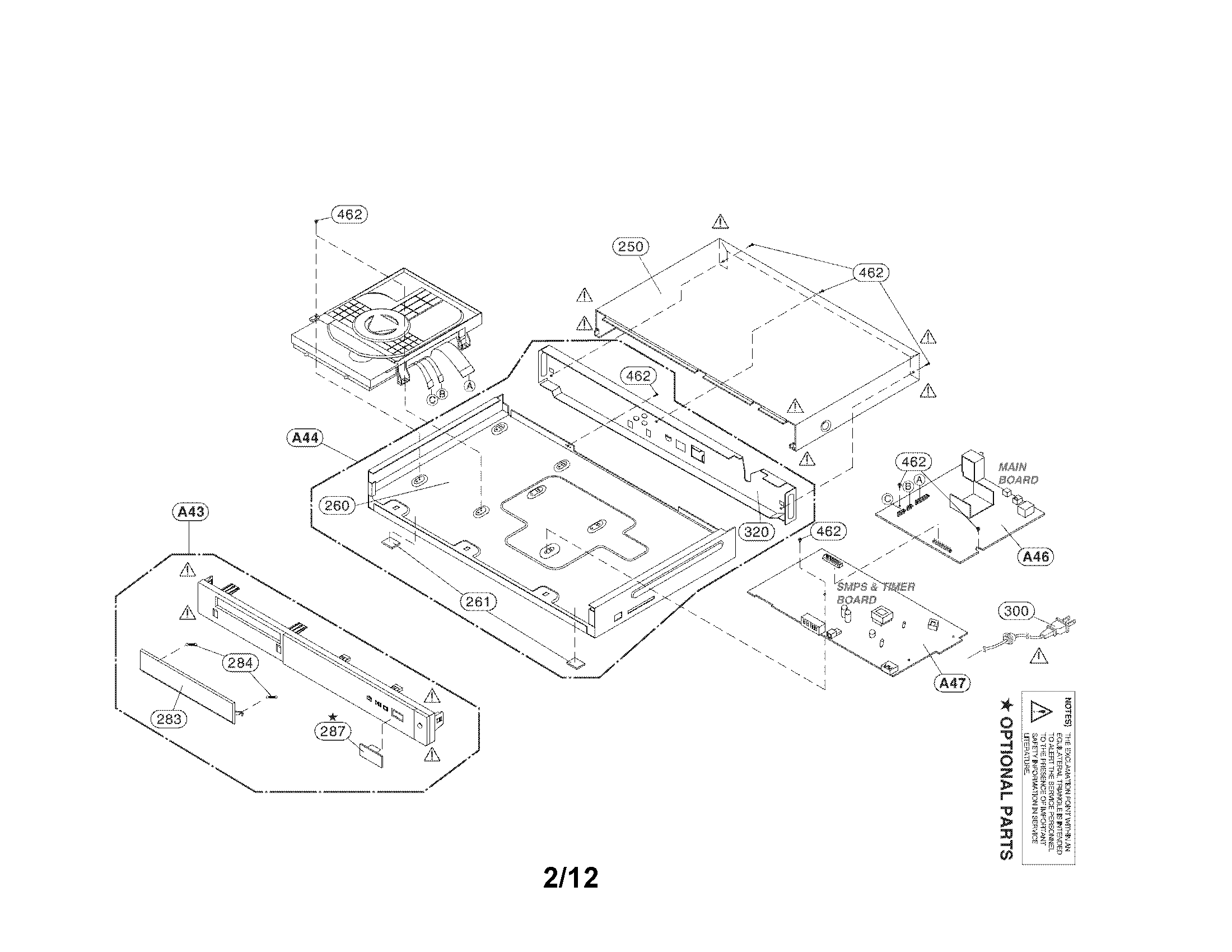 Cabinet and main frame parts
