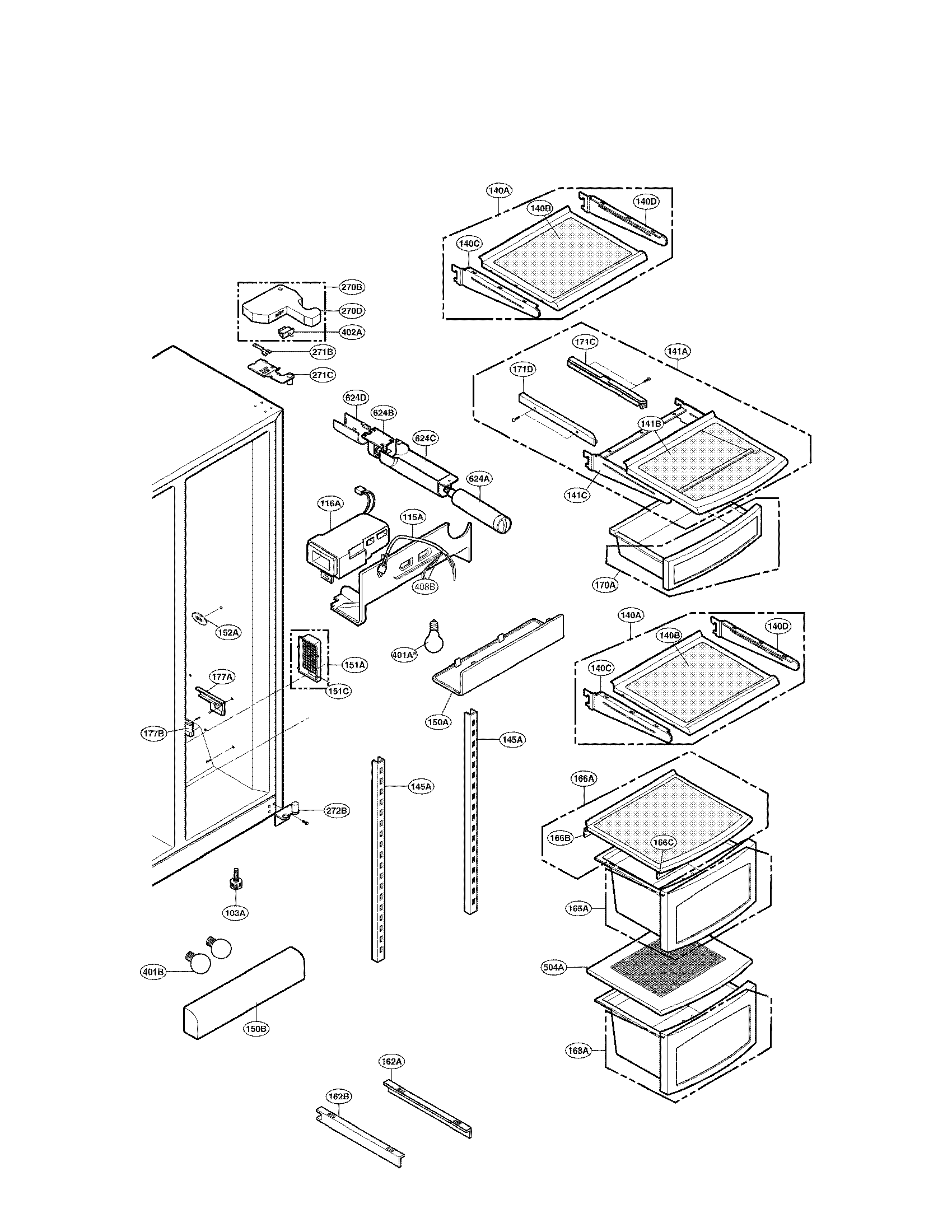 Refrigerator compartment parts