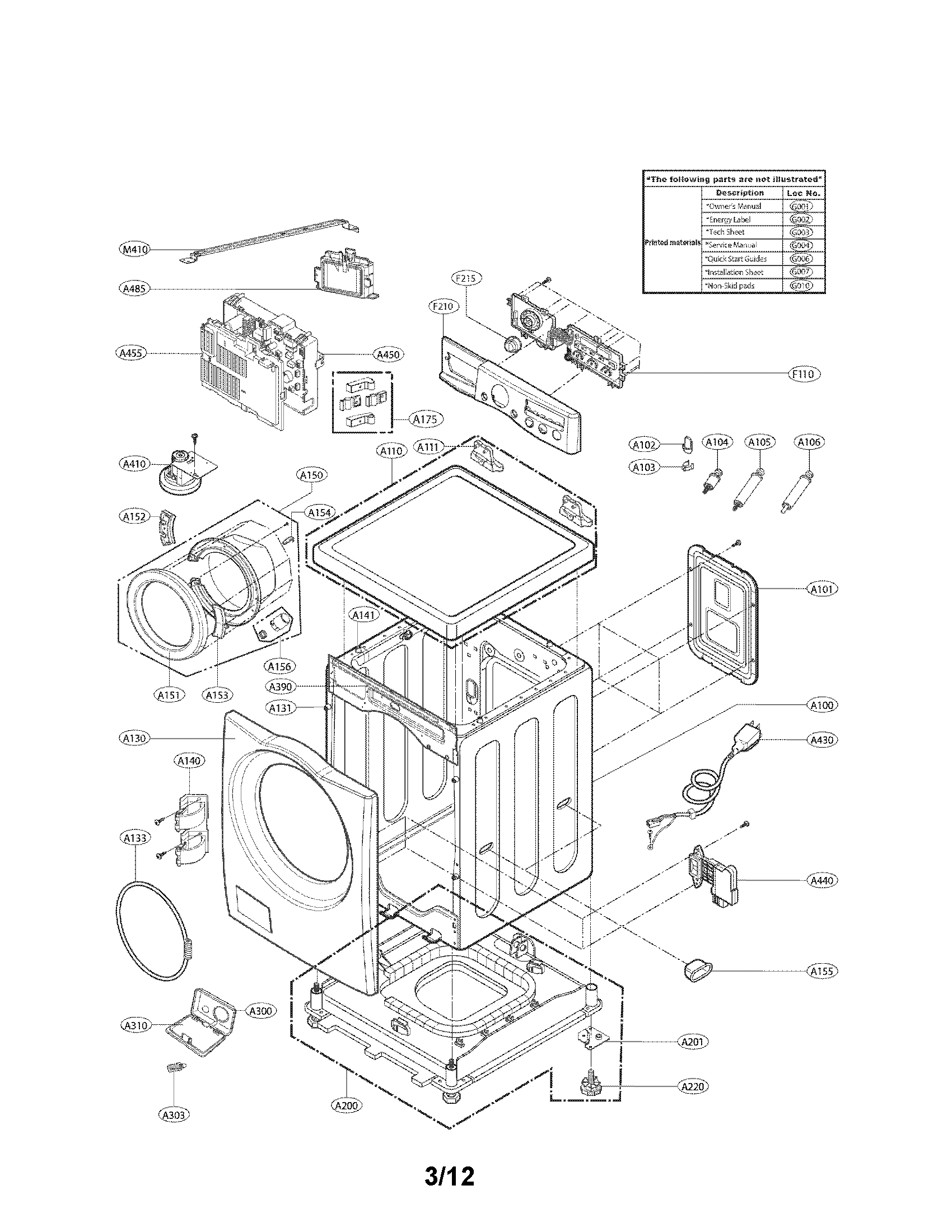 Cabinet and control panel assembly parts
