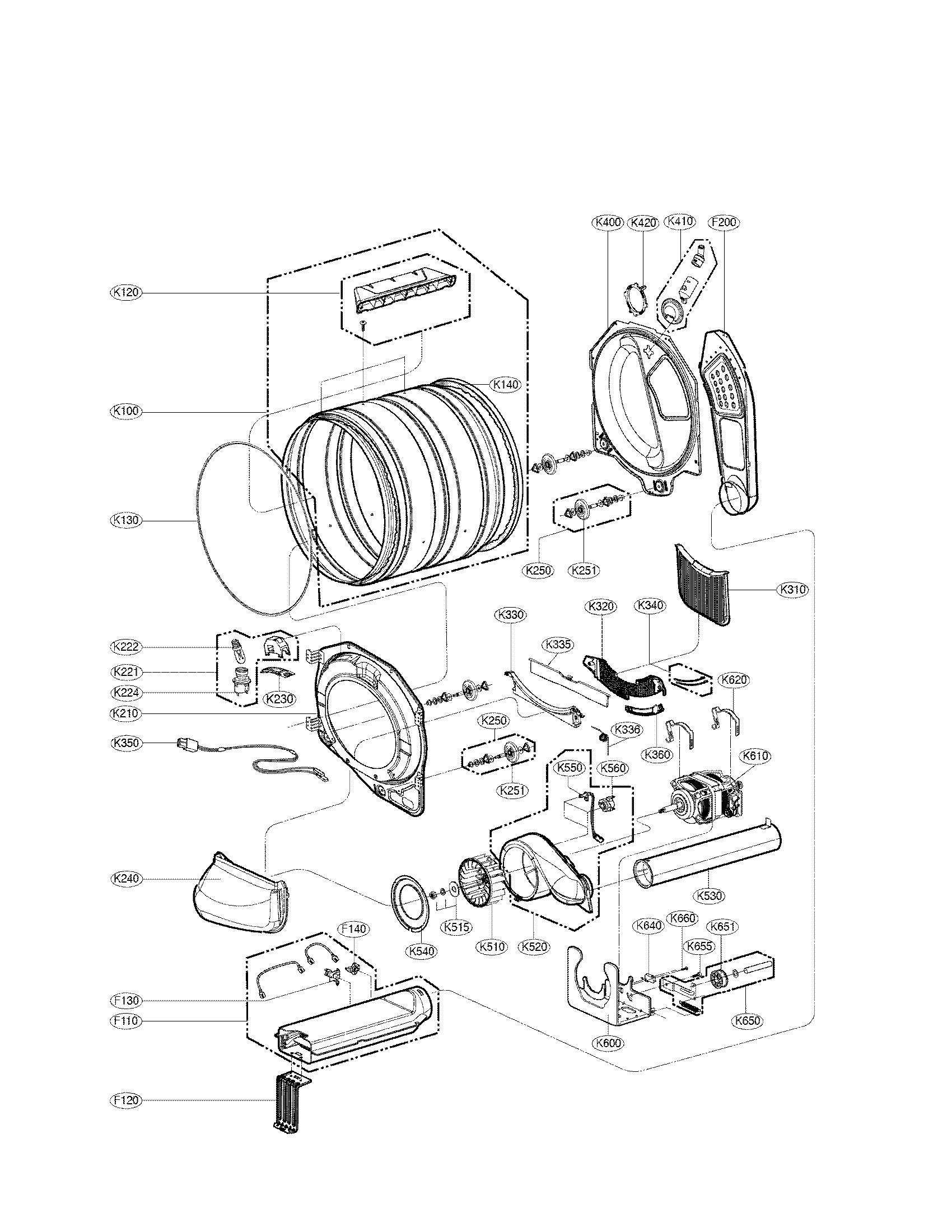 Drum and motor assembly parts