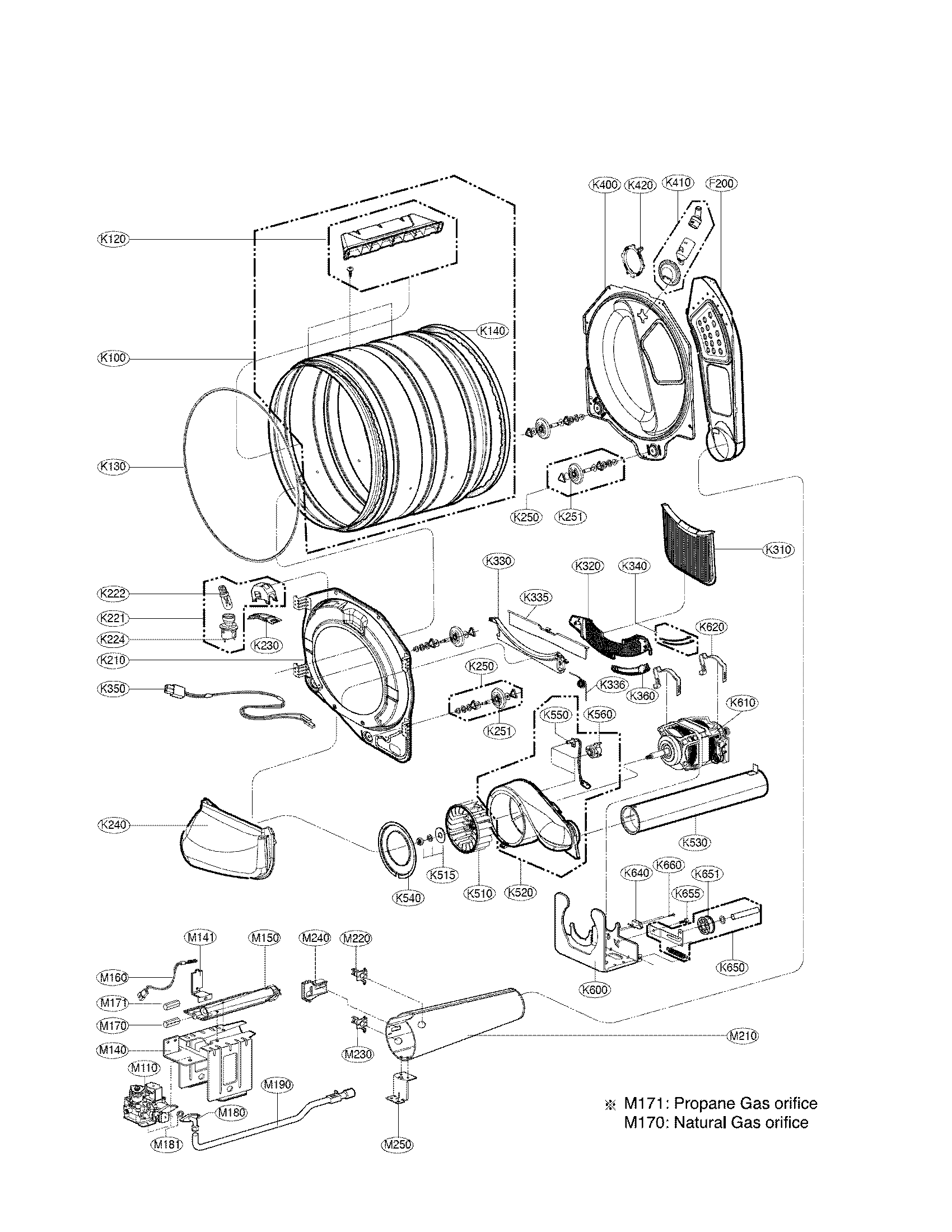 Drum and motor assembly parts
