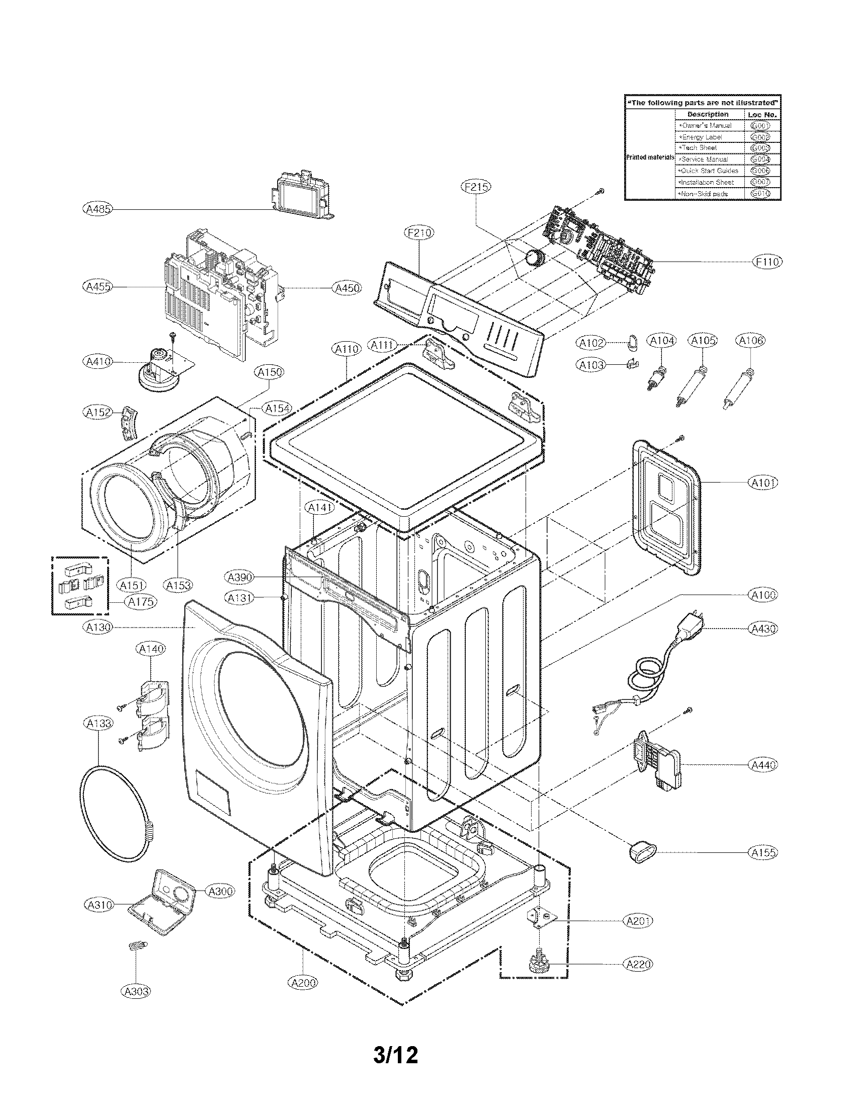 Cabinet and control panel assembly parts