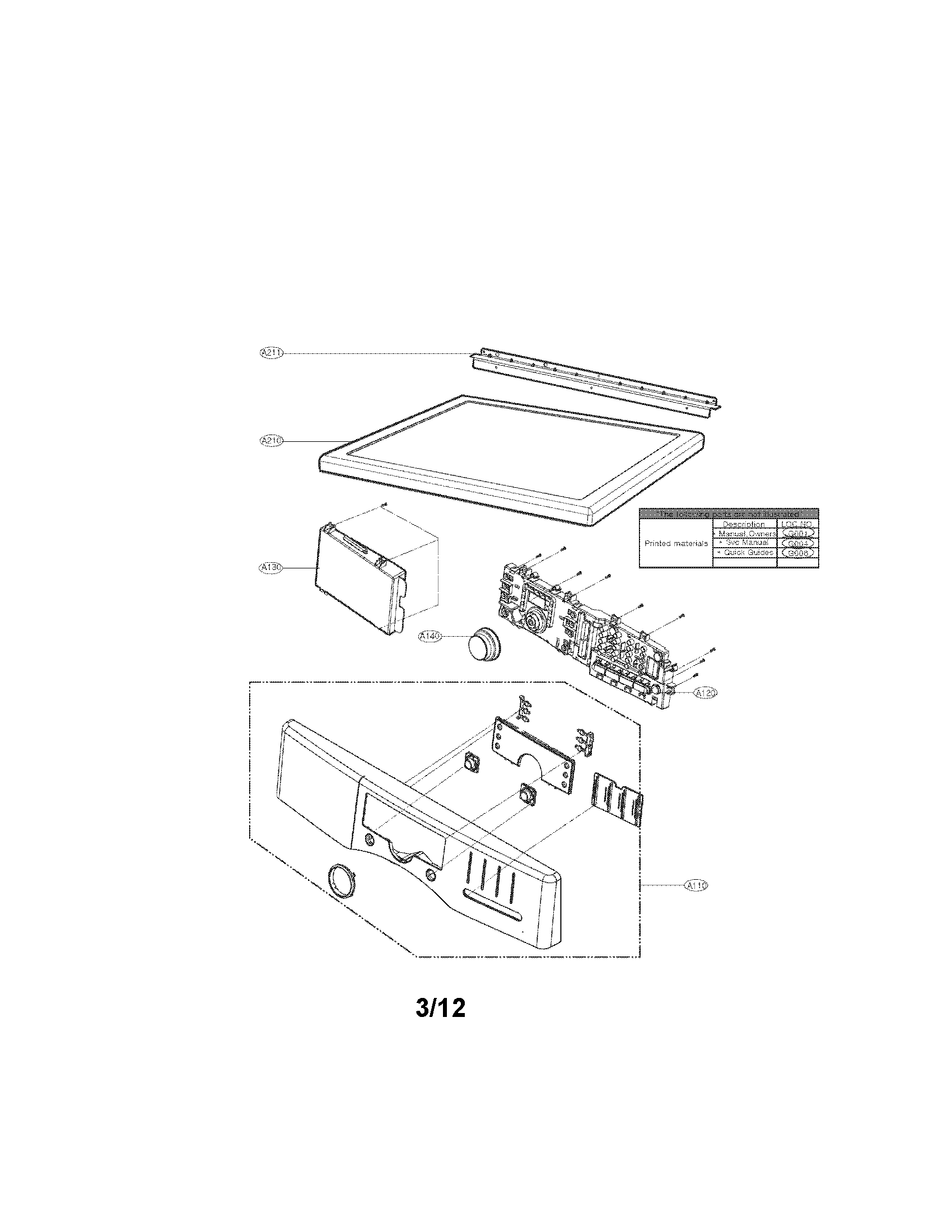 Control panel and plate assembly parts