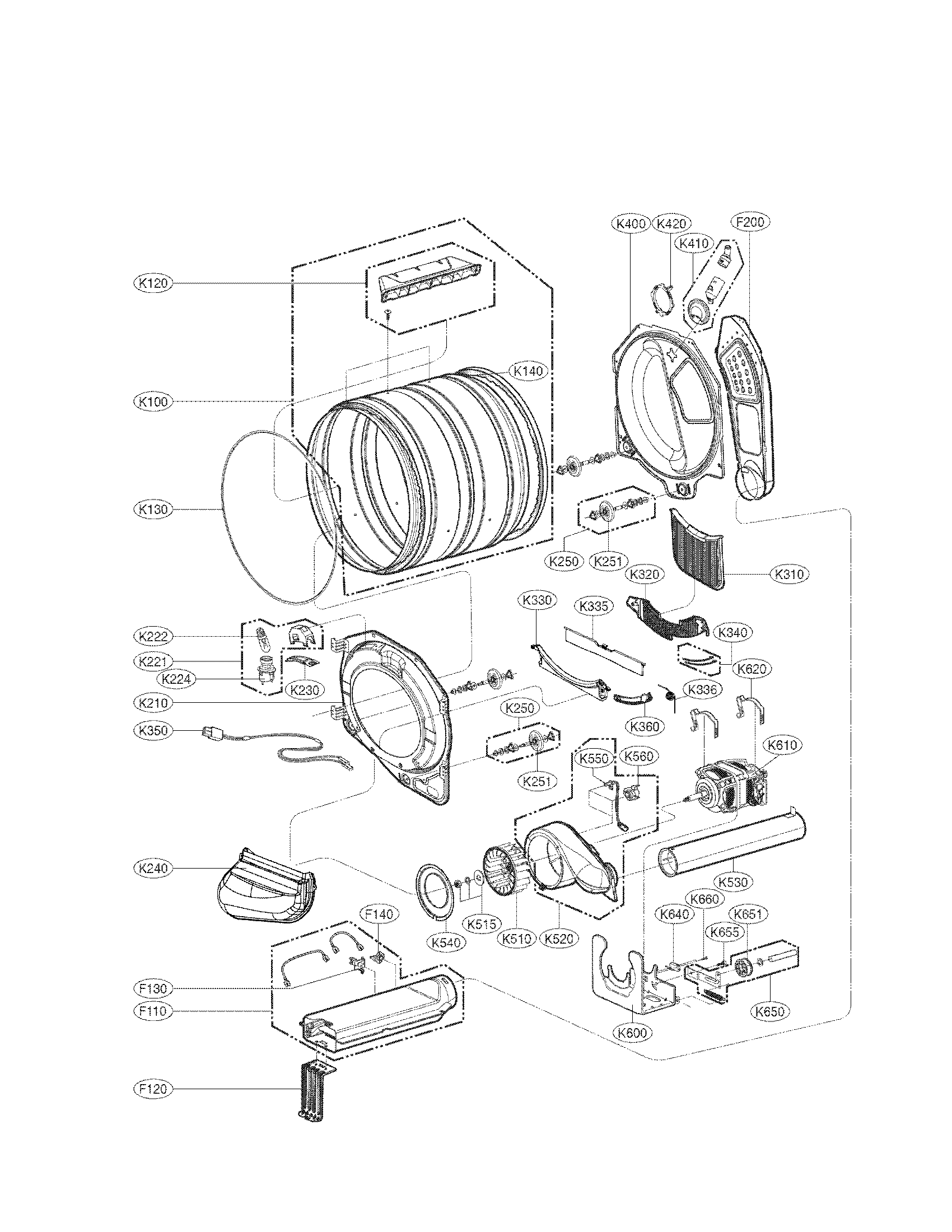 Drum and motor assembly parts