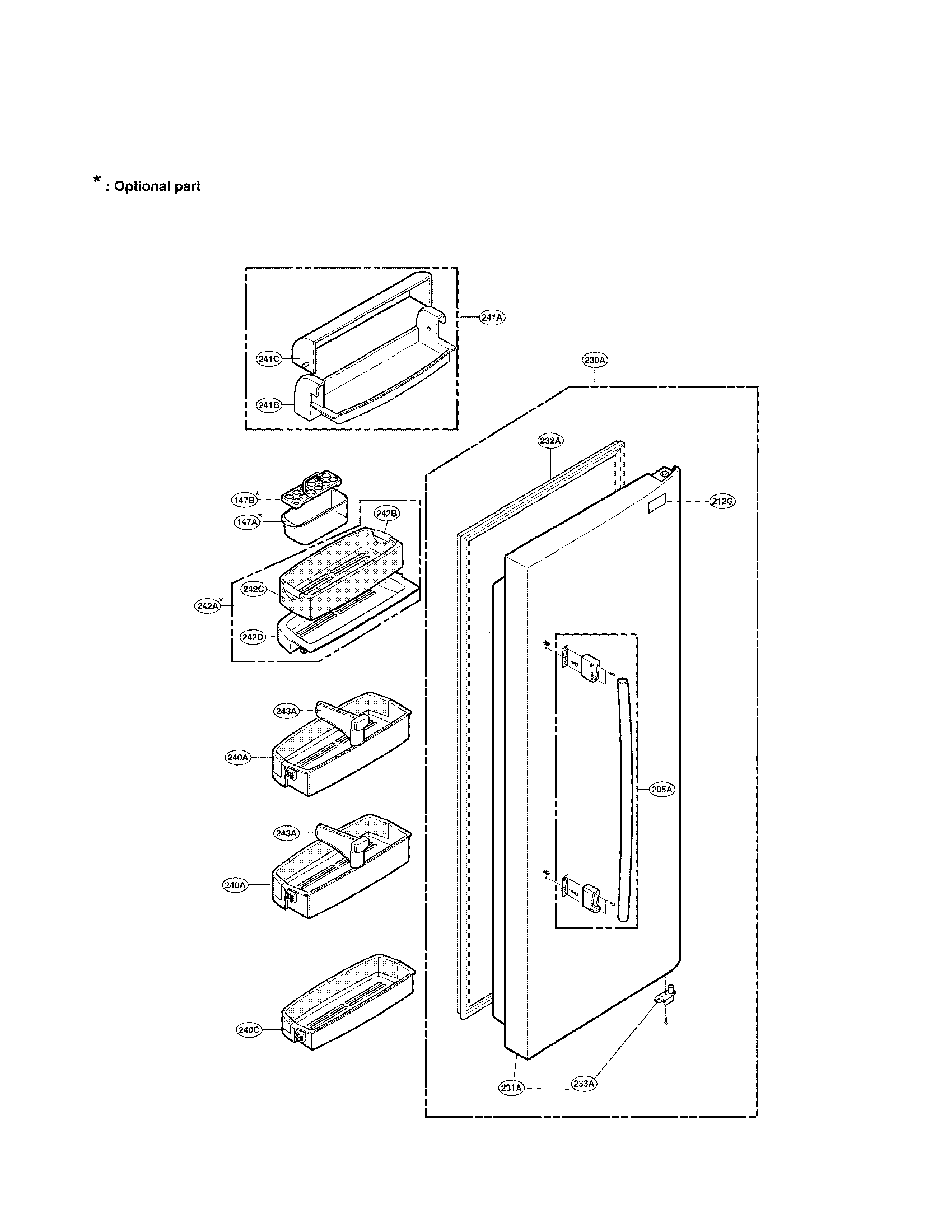 Refrigerator door parts