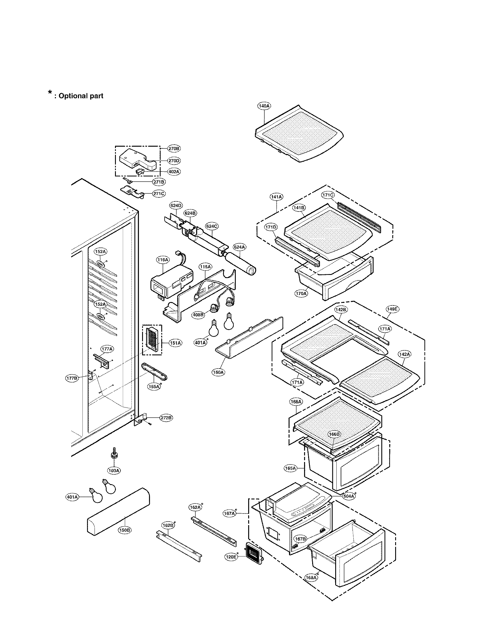 Refrigerator compartment parts