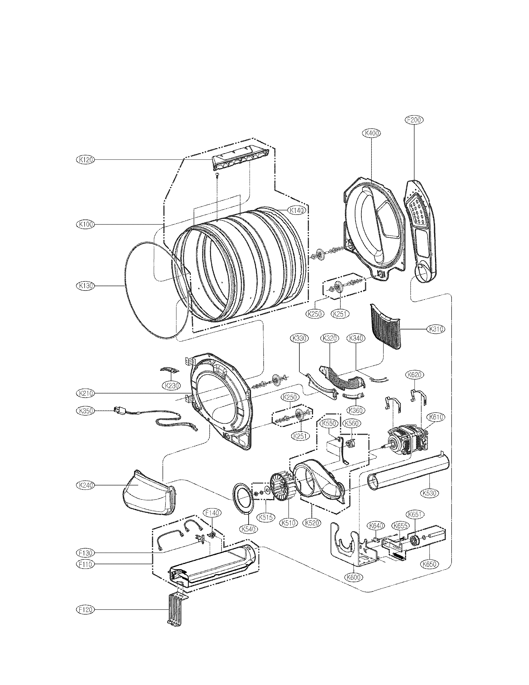 Drum and motor assembly parts