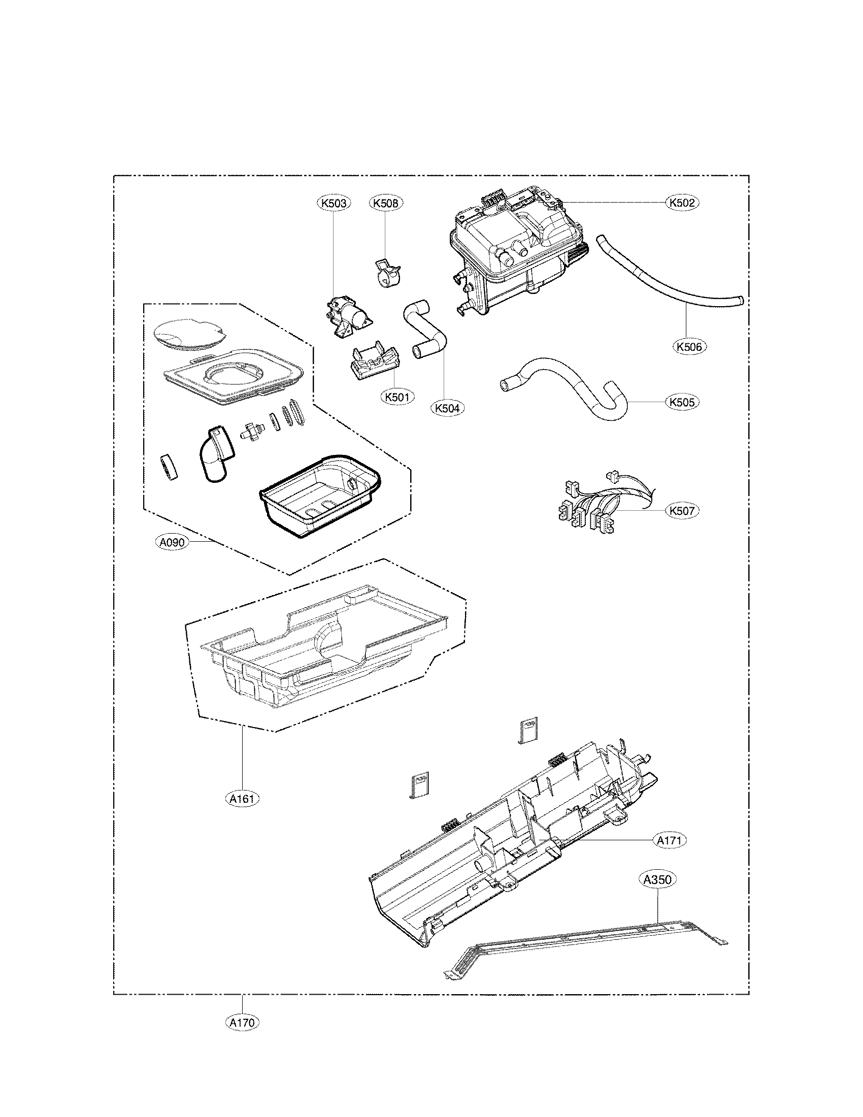 Panel drawer assembly and guide assembly parts