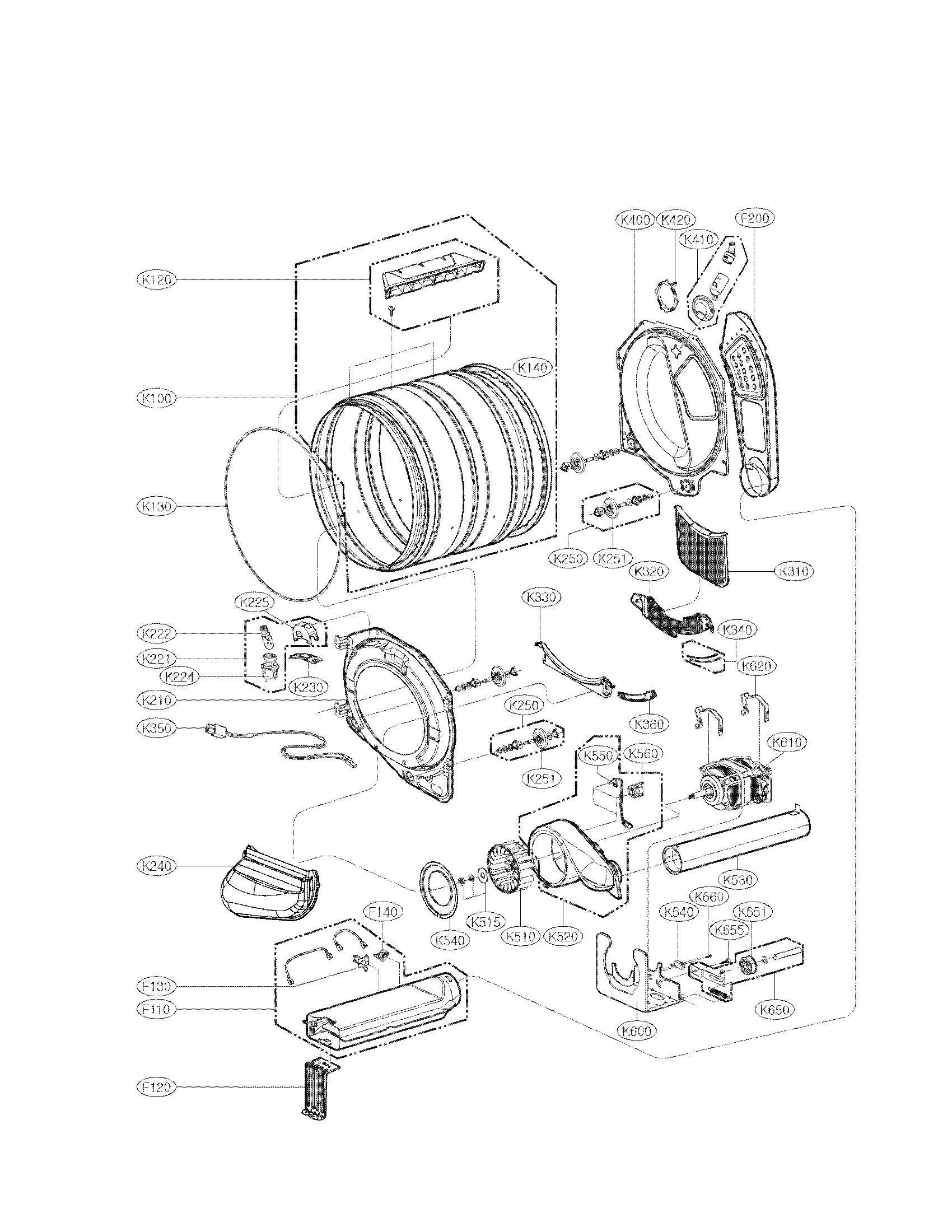 Drum and motor assembly parts