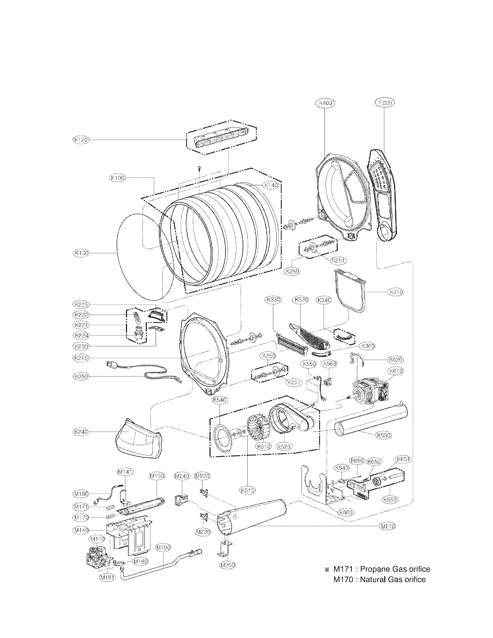 Drum and motor assembly parts
