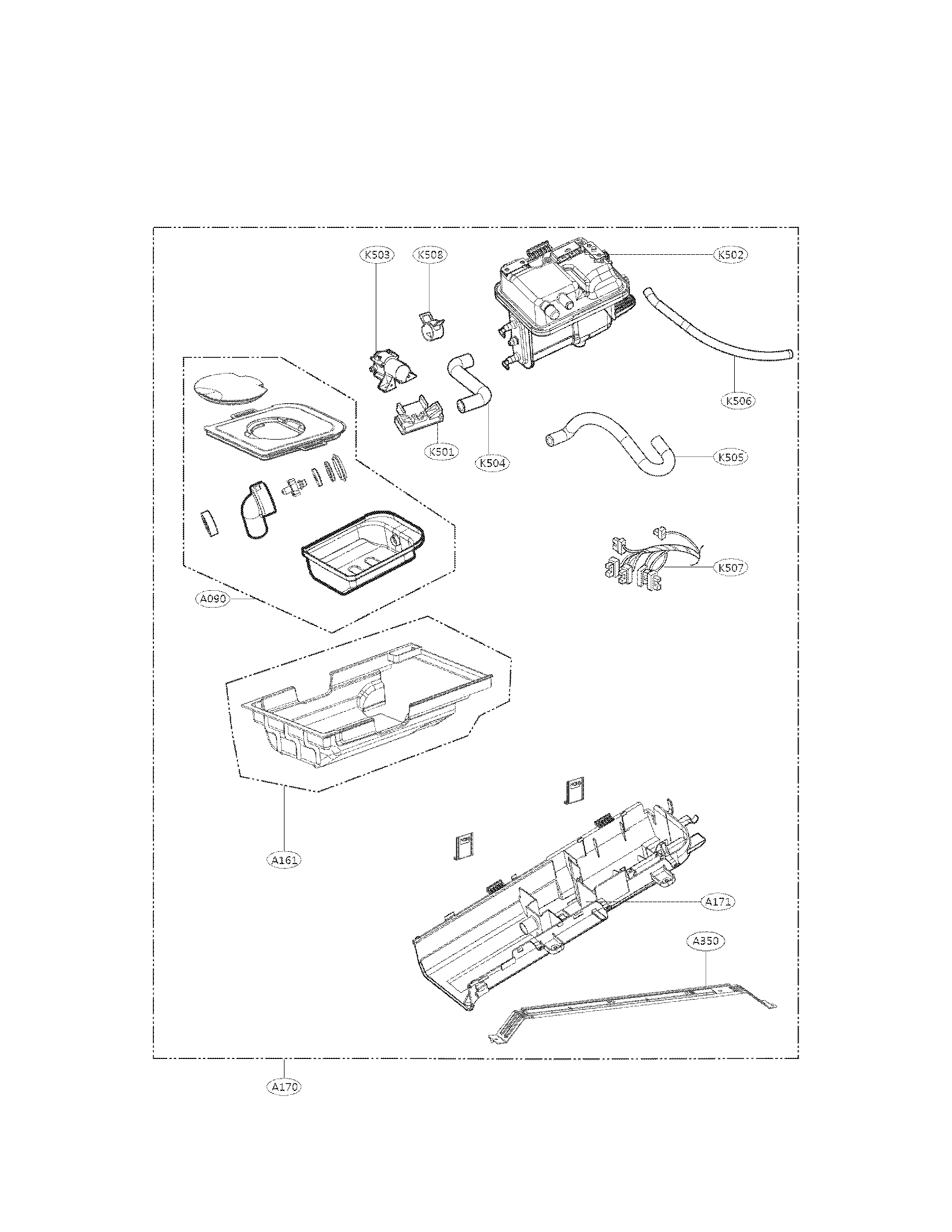 Panel drawer assembly and guide assembly parts