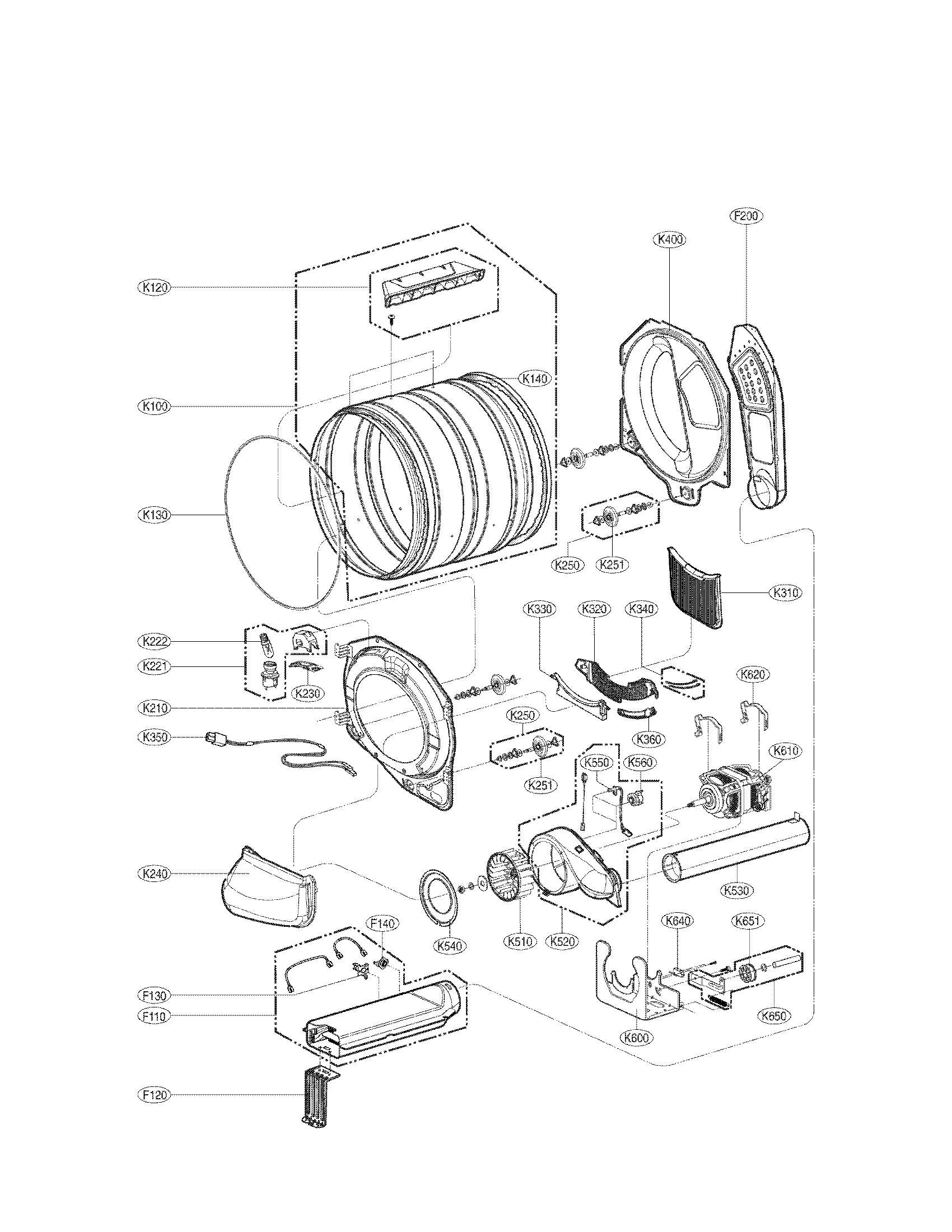 Drum and motor assembly parts
