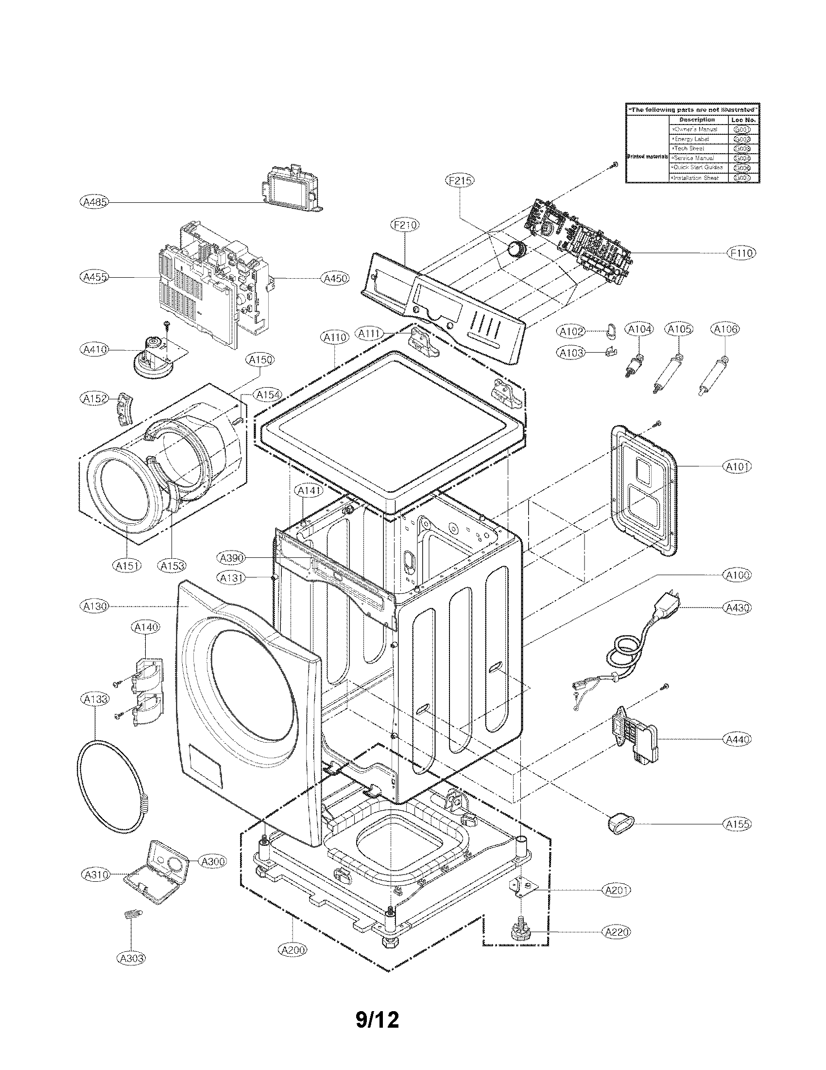Cabinet and control panel assembly parts