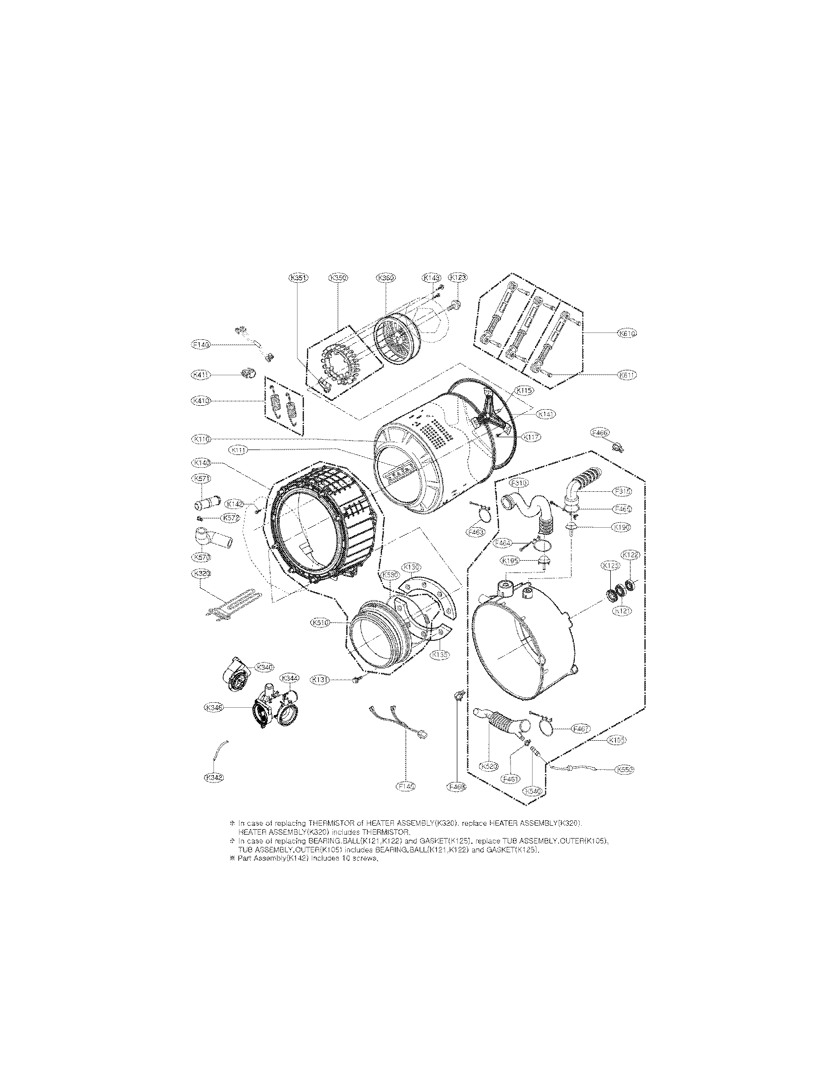 Drum and tub assembly parts