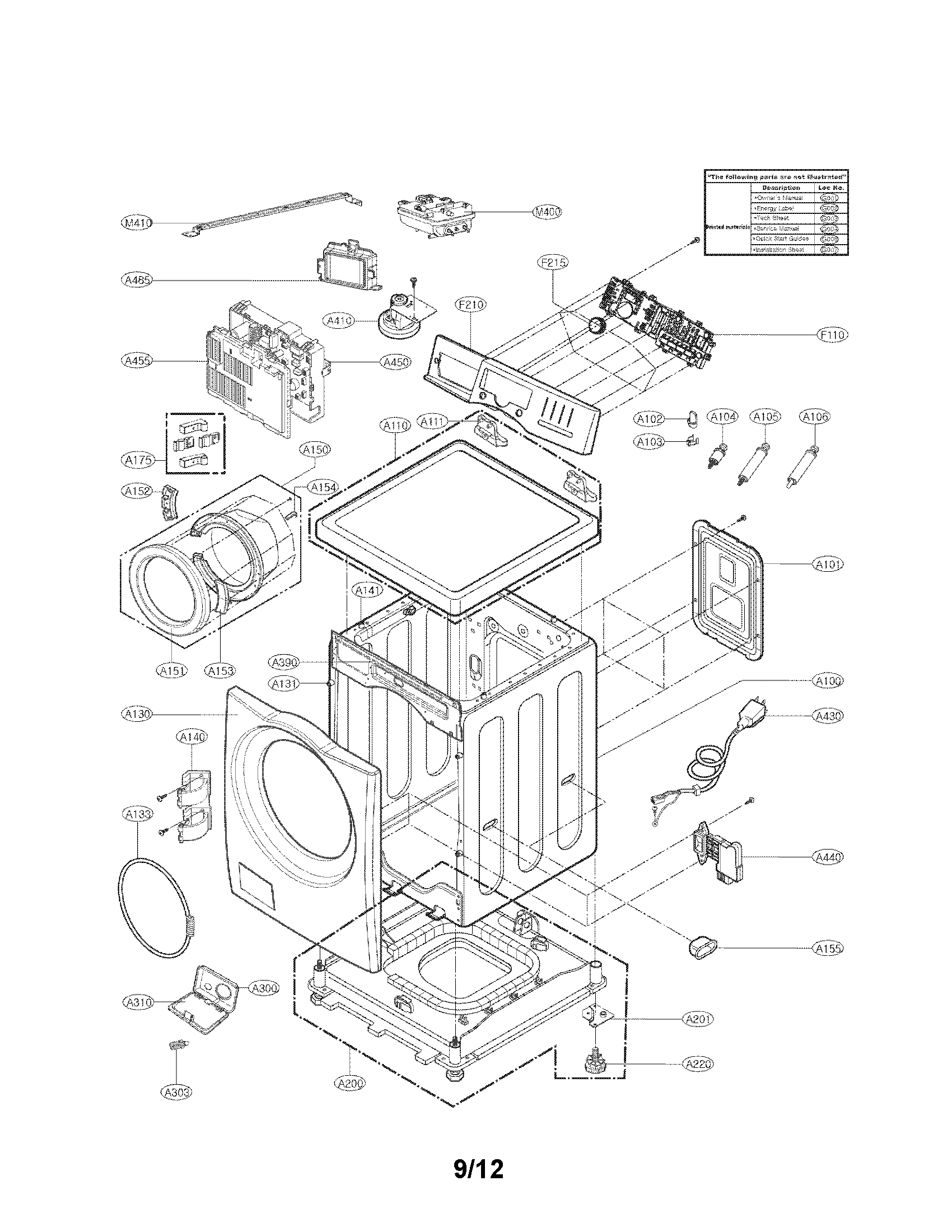 Cabinet and control panel assembly parts