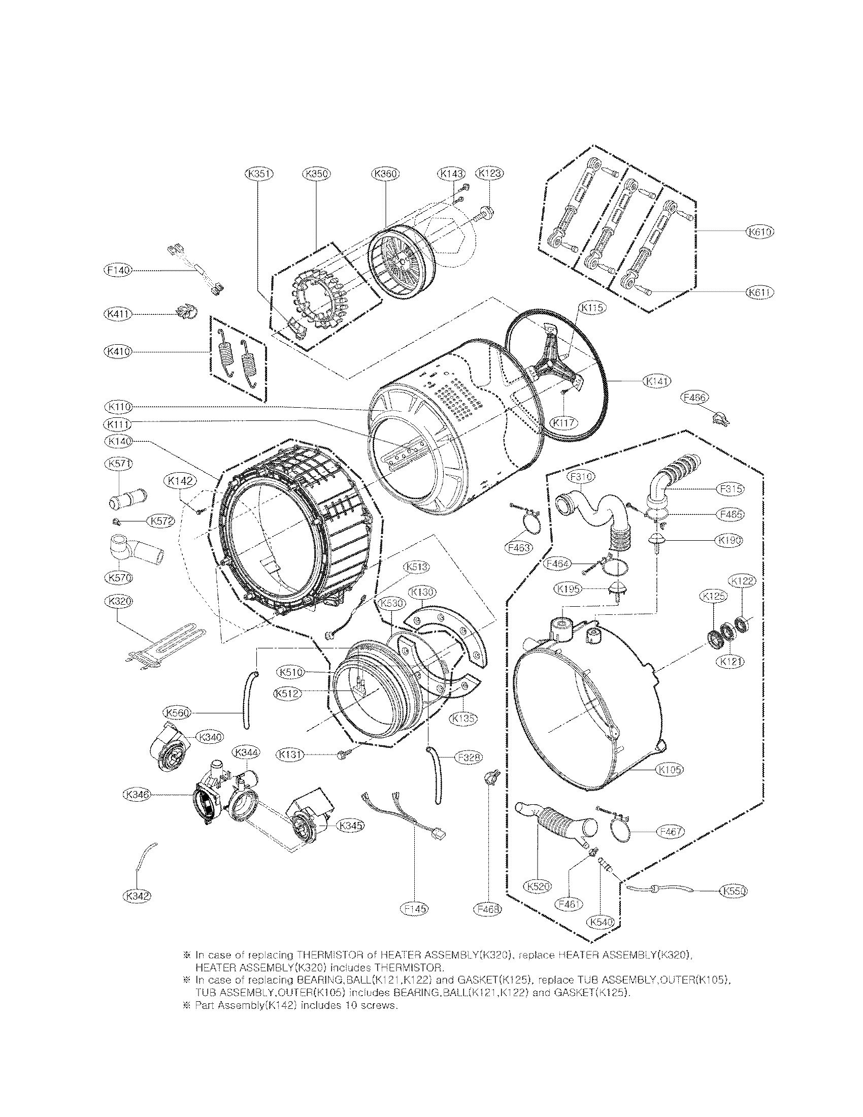 Drum and tub assembly parts