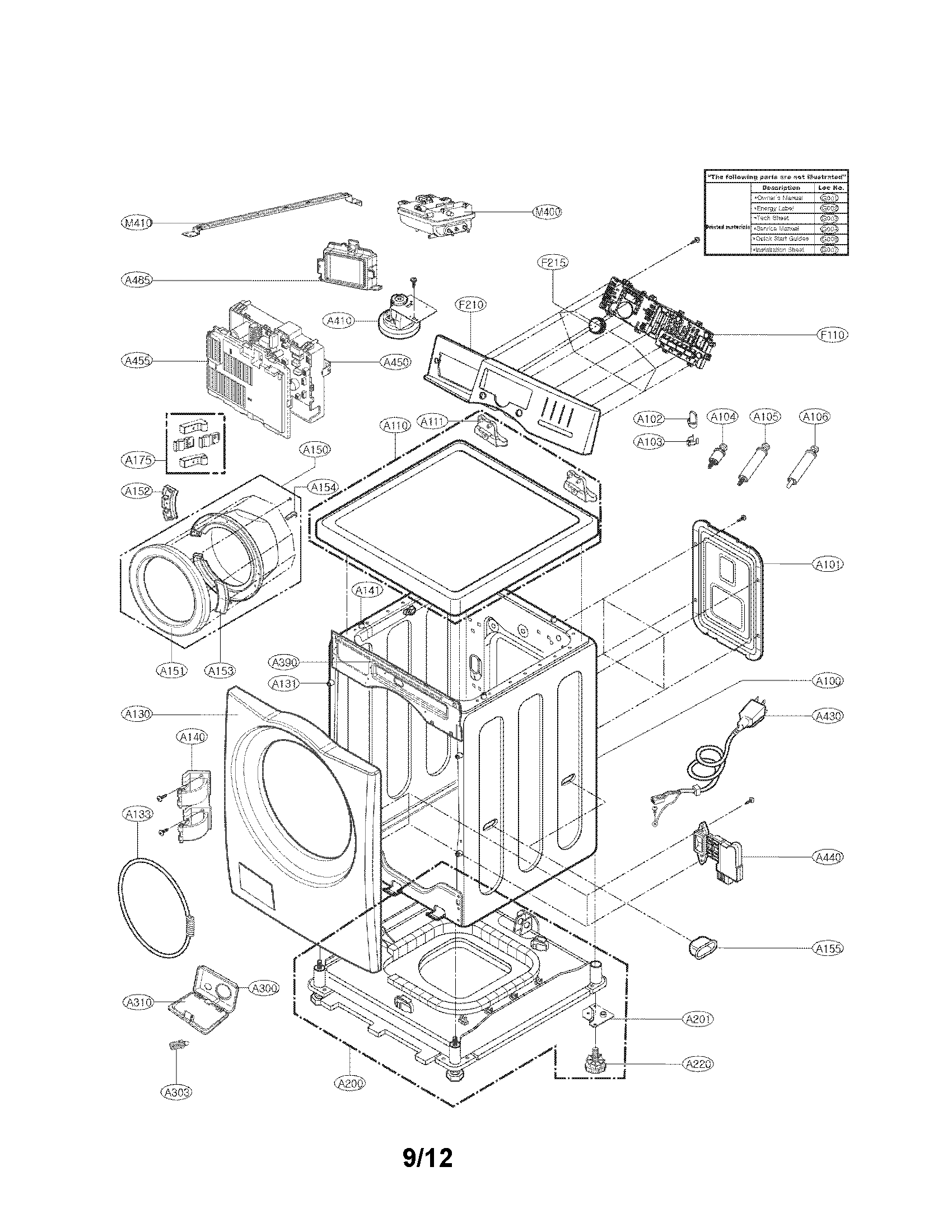 Cabinet and control panel assembly parts