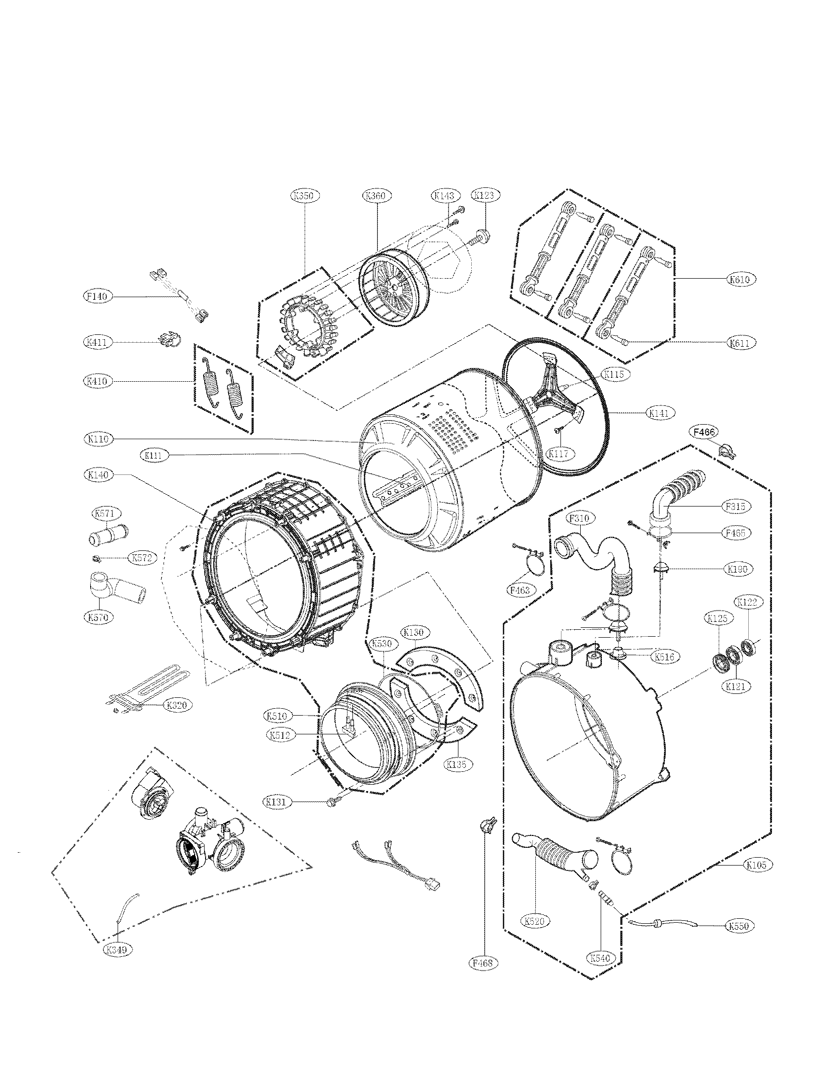 DRUM AND TUB ASSEMBLY PARTS