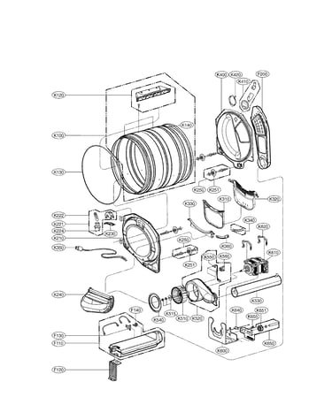 Drum and motor assembly parts